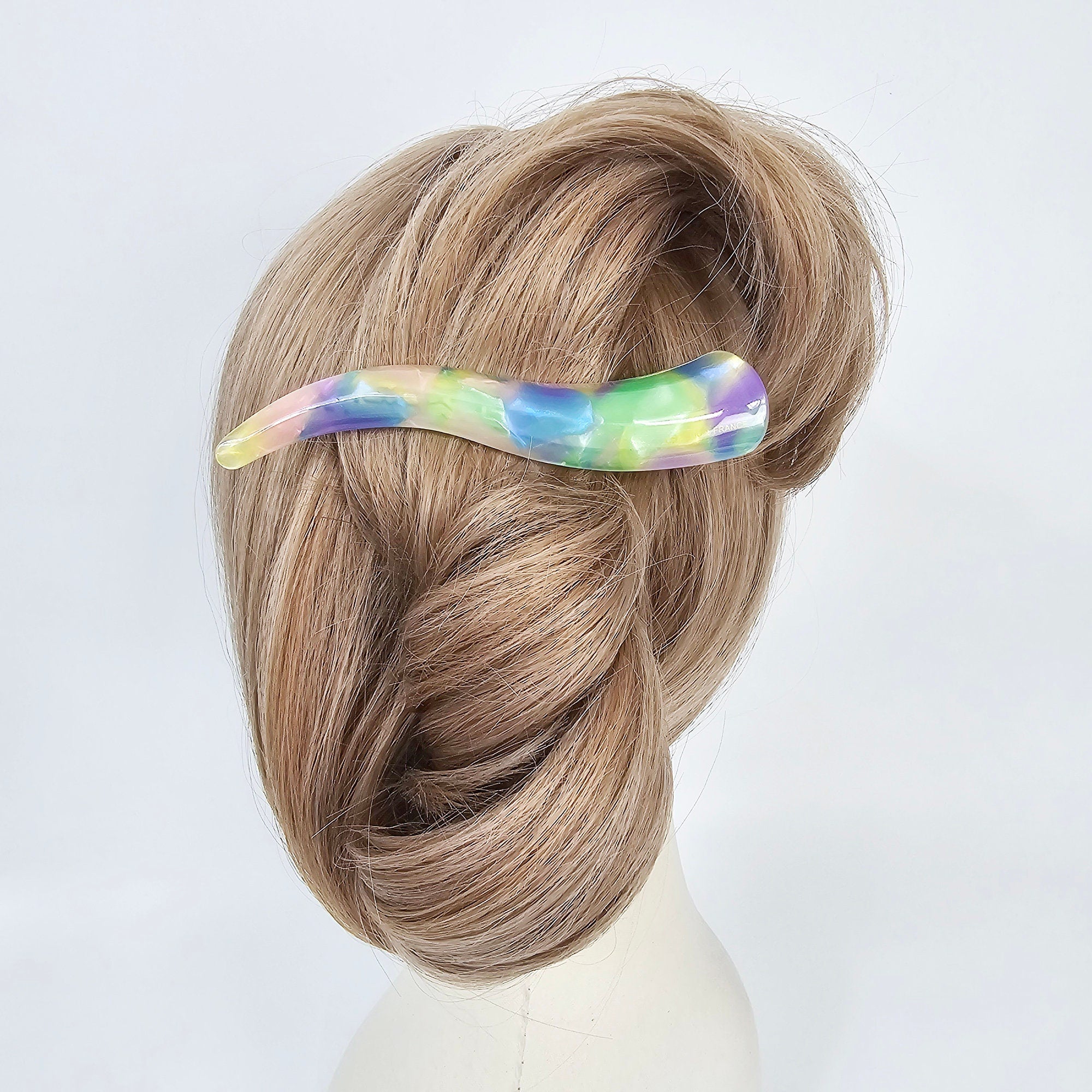 Leopard Pure Color Curve Line Long Claw Clip (4.7 Inch) / Elegance French Hair Pin / Hair Barrette for Woman / Alligator Hair Clip