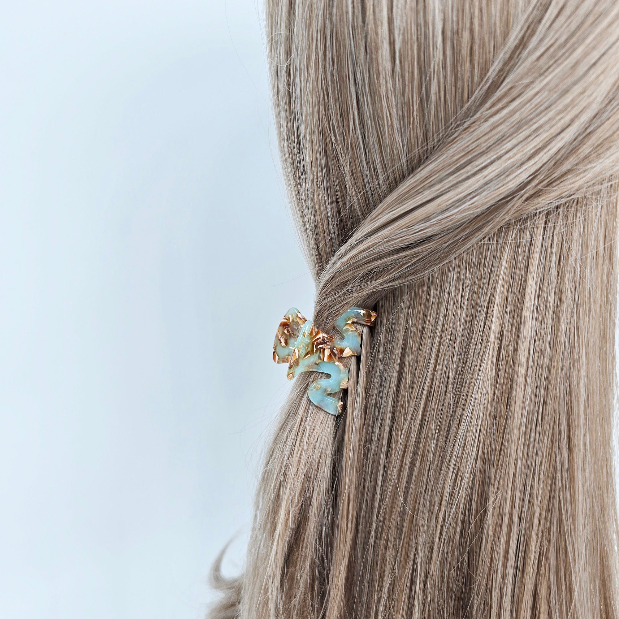 Zigzag Half-Up Small Point Hair Claw Clip (1.9 Inch) / Cute Tortoise Shell French Hair Pin / Small Hair Clips