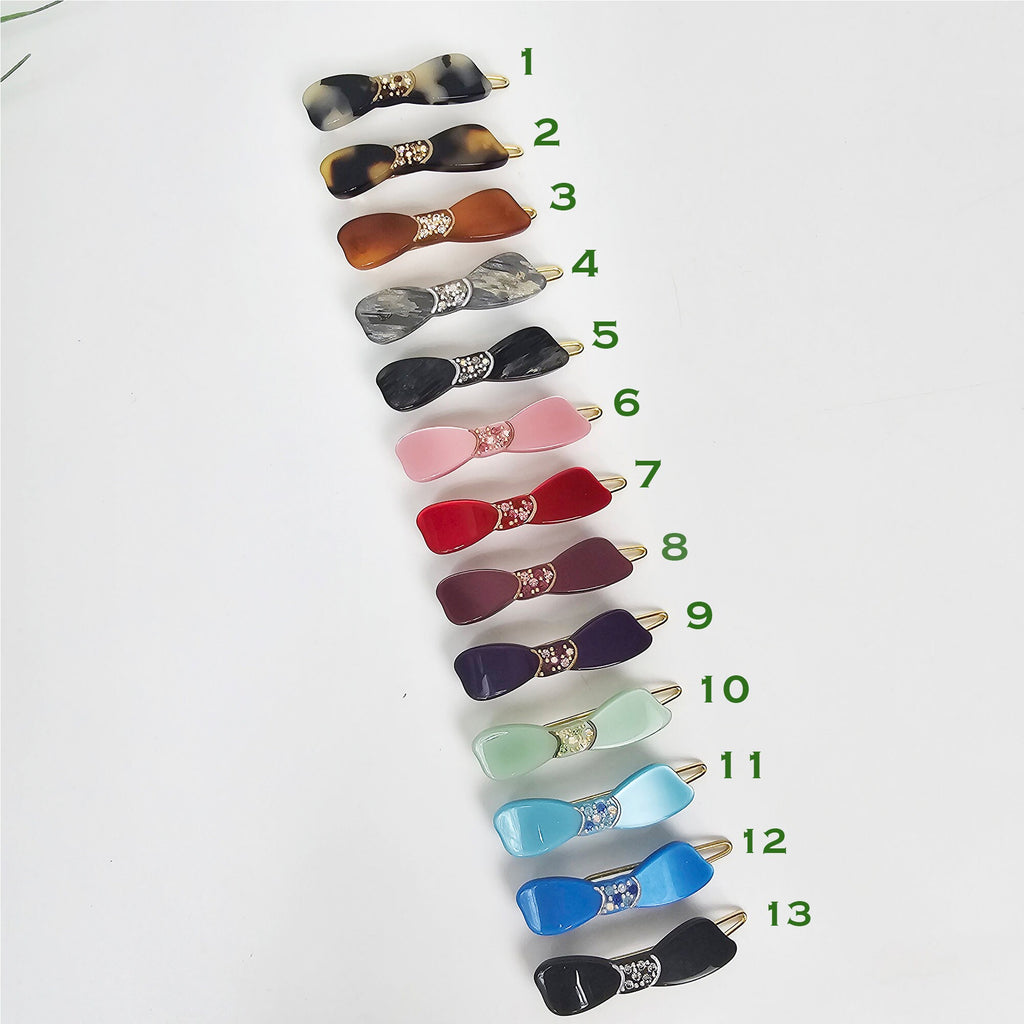 Cute Ribbon Extra Mini Bobby Pin (1.6 Inch) / Pure Color Small French Hair Pin / Hair Accessory for Woman / Snap Clip for Thin Hair