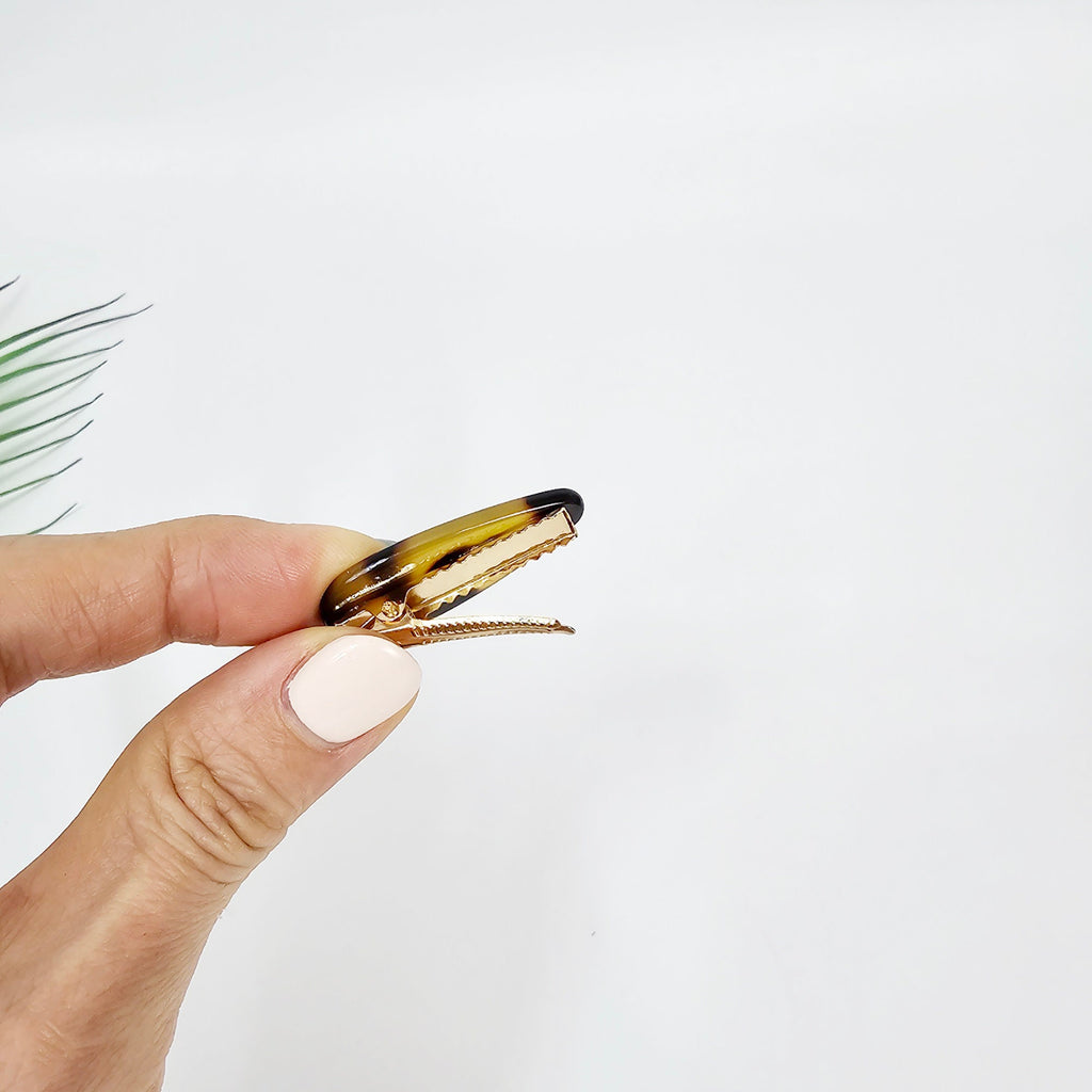 Luxurious Rounded Triangle Flat Mini Hair Clip Side Claw (1.4 Inch) / Vivid Color French Pin / Alligator Hair Clip for Woman