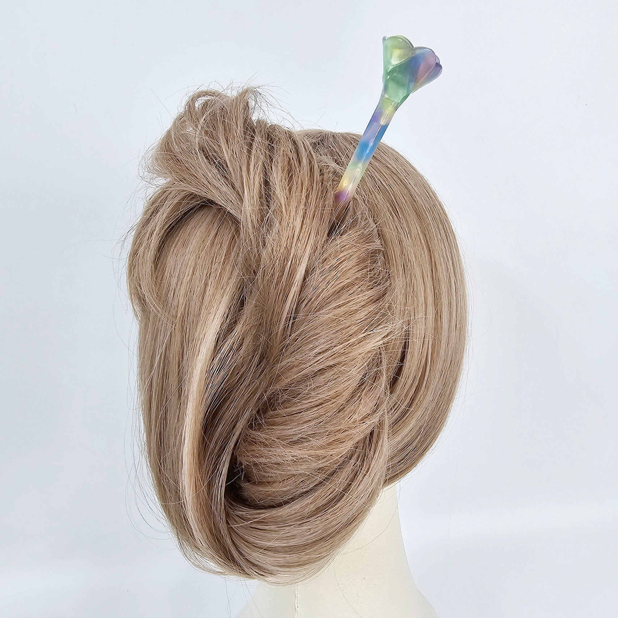 Blooming Rose Small Flower Updo Hair Stick (6.9 Inch) / Vintage Leopard French Hair Pin / Hair Fork for Thick Hair