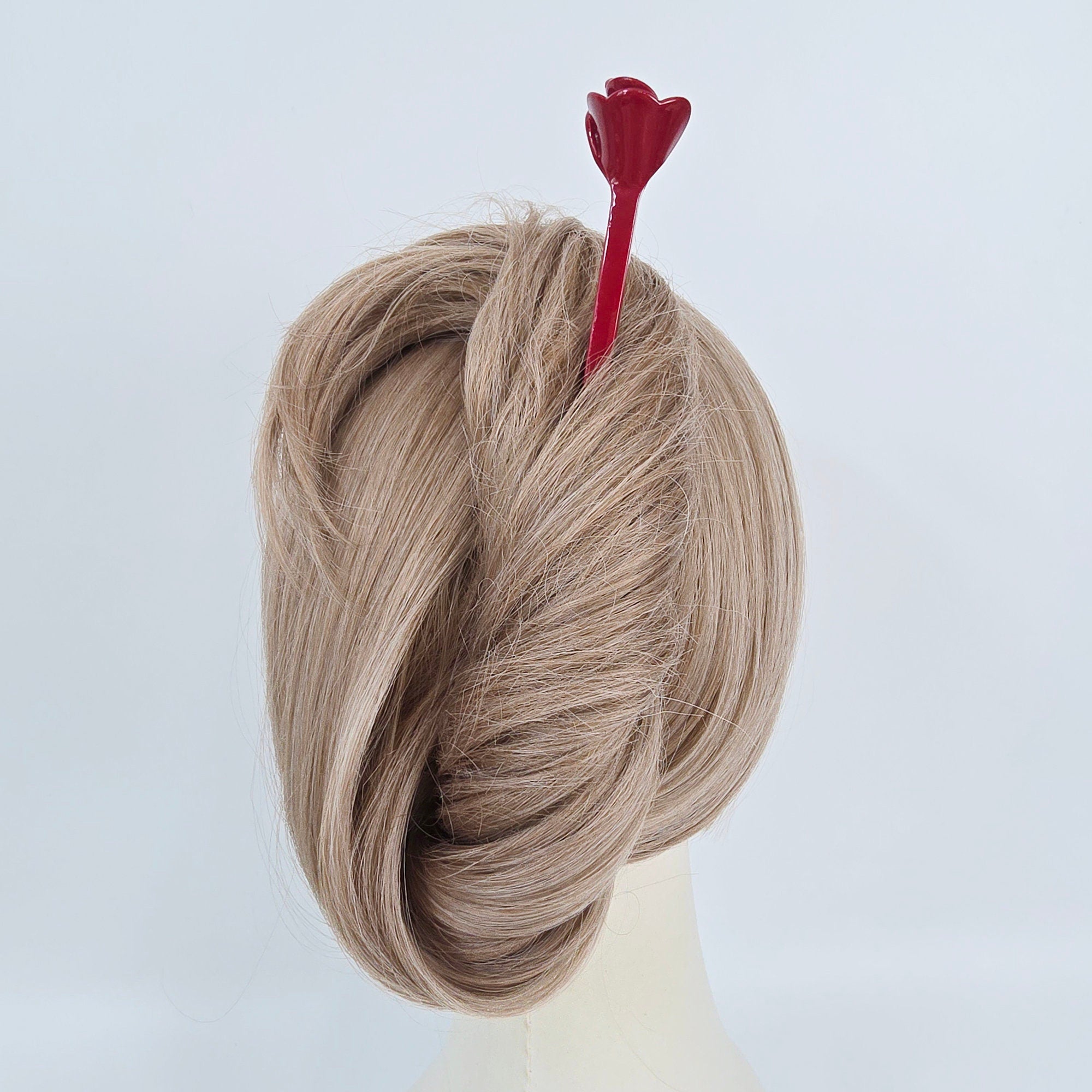 Blooming Rose Small Flower Updo Hair Stick (6.9 Inch) / Vintage Leopard French Hair Pin / Hair Fork for Thick Hair