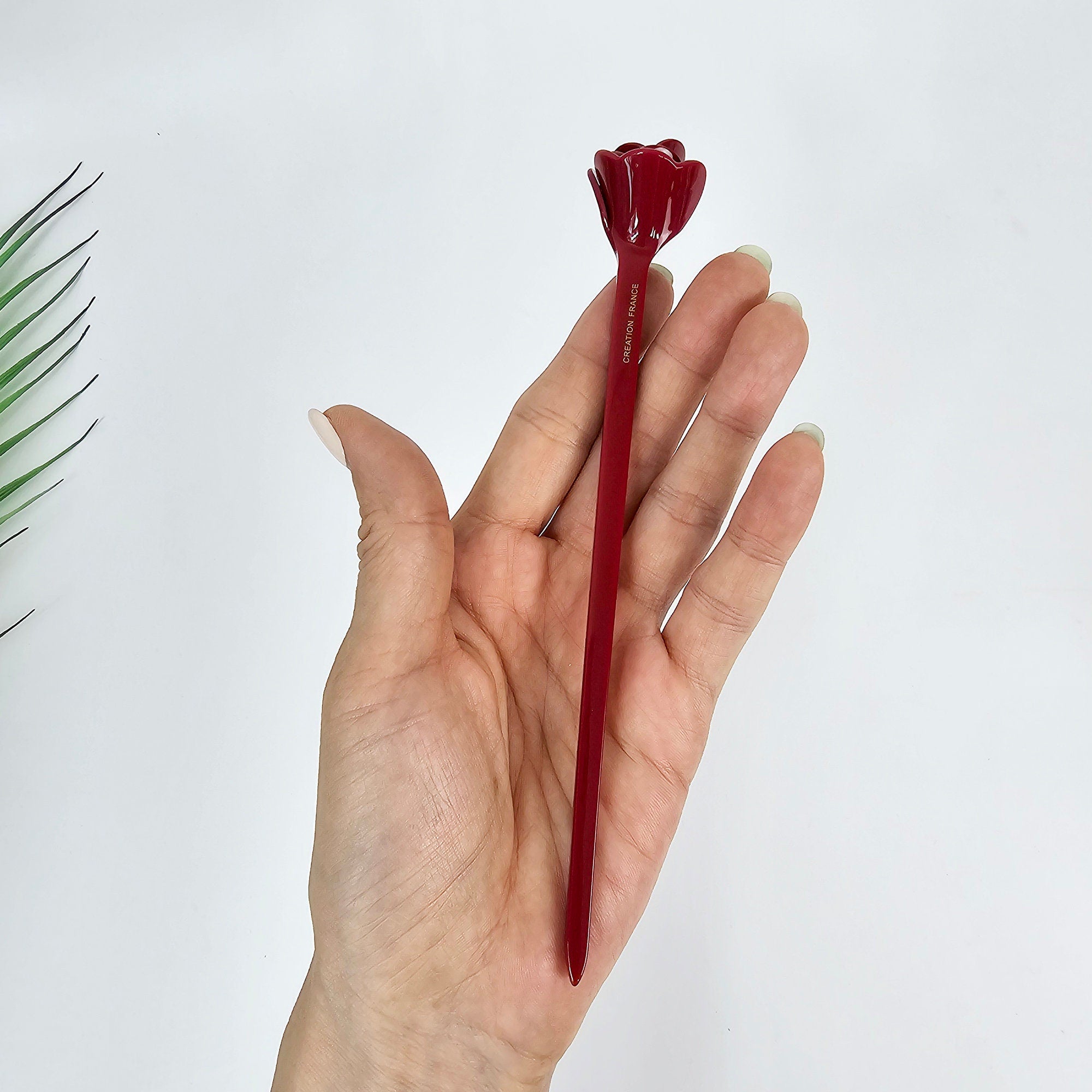 Blooming Rose Small Flower Updo Hair Stick (6.9 Inch) / Vintage Leopard French Hair Pin / Hair Fork for Thick Hair