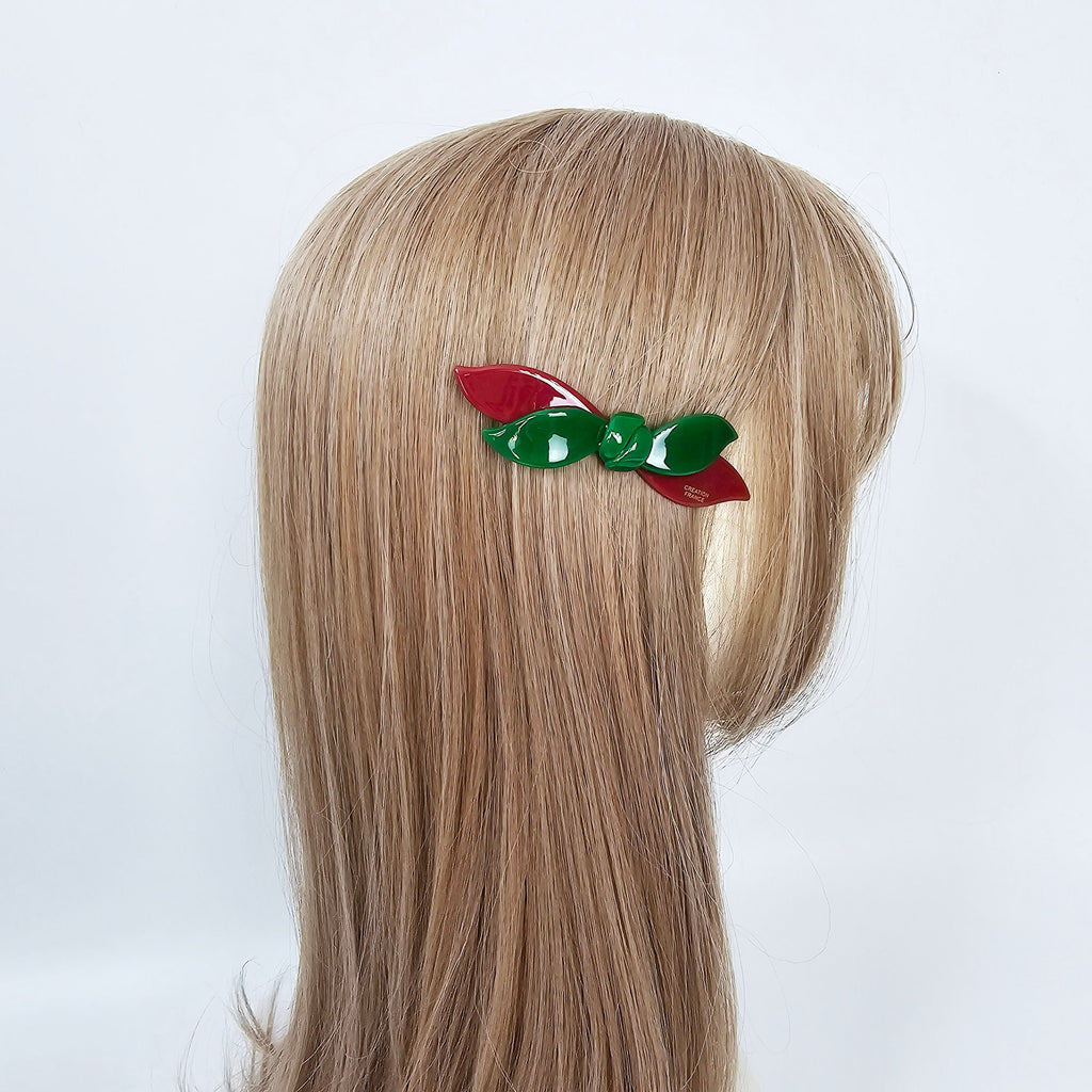 New Color Double Wave Ribbon Side Hair Clip (3.7 Inch) / Elegance Leopard French Hair Pin / Hair Accessory for Woman / Automatic Hair Clip