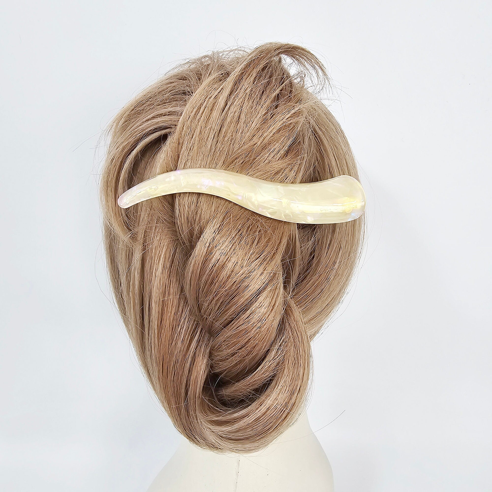 Leopard Pure Color Curve Line Long Claw Clip (4.7 Inch) / Elegance French Hair Pin / Hair Barrette for Woman / Alligator Hair Clip