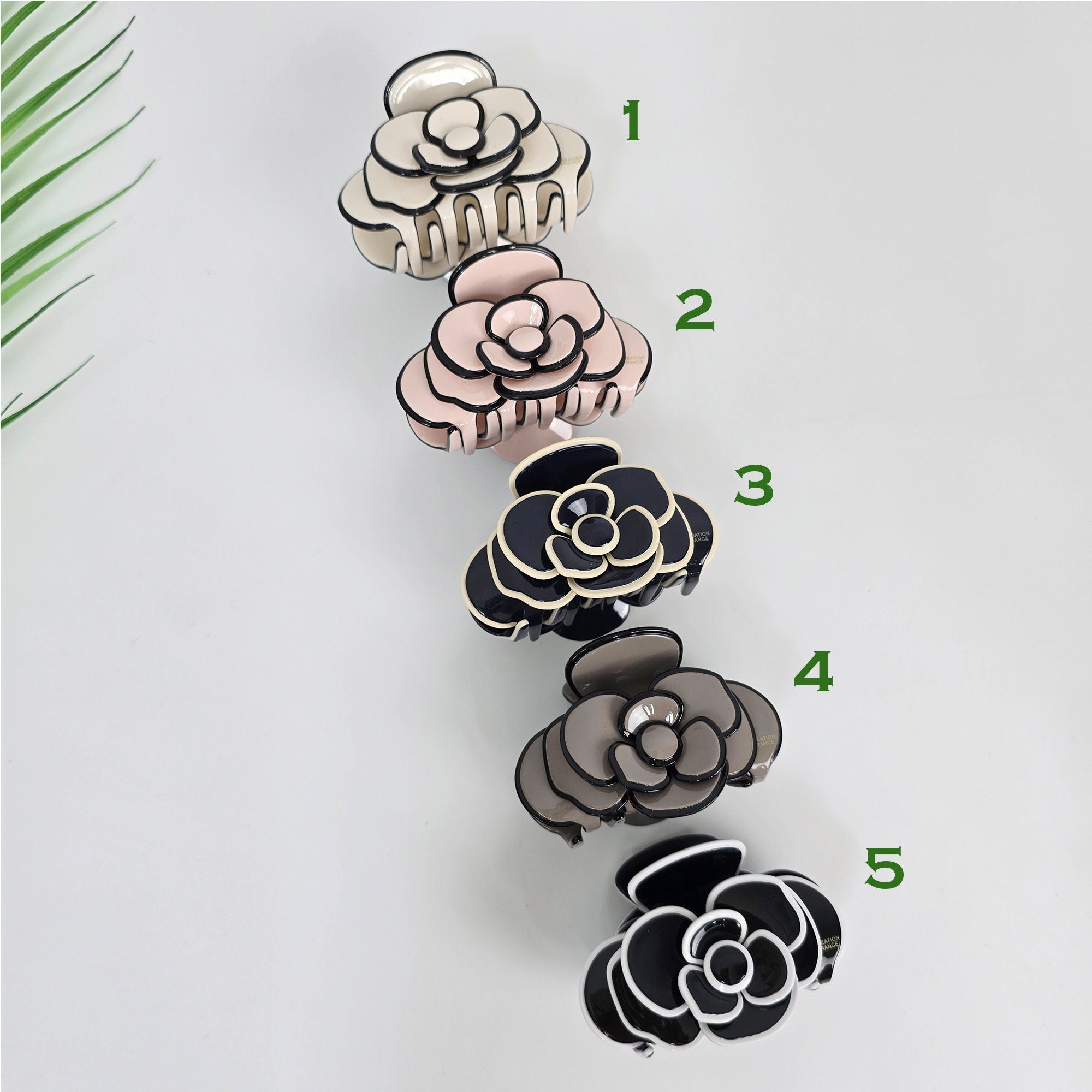 Pastel Color Big Bloom Camellia Half Updo Hair Claw (3.1 Inch) / Elegance French Hair Pin / Hair Barrette for Woman