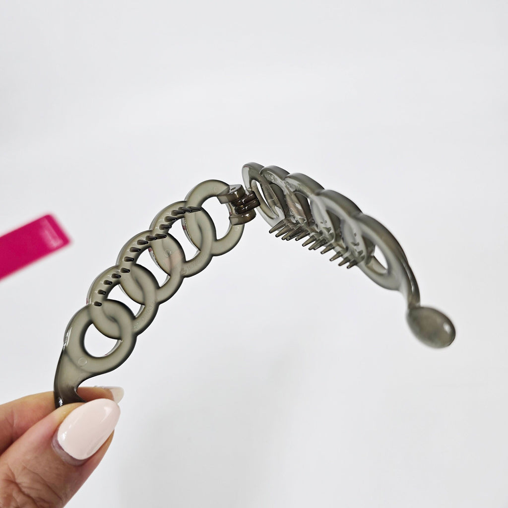 Luxurious Full Round Chain Banana Clip (3.9 Inch) / Tortoise Shell Hair Comb Barrette / Clincher Comb Hair Accessory