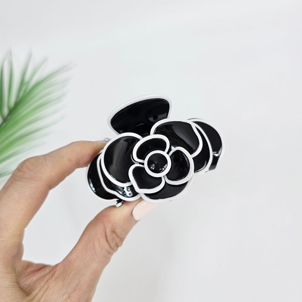 Pastel Color Big Bloom Camellia Half Updo Hair Claw (3.1 Inch) / Elegance French Hair Pin / Hair Barrette for Woman