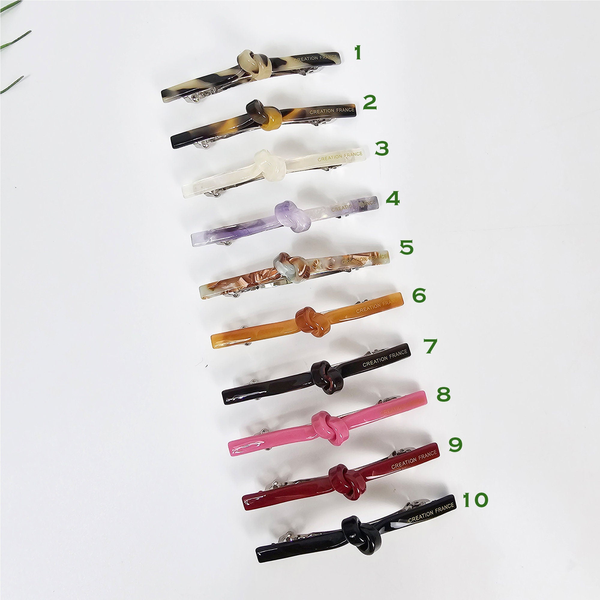 Leopard Pure Mini Slim Straight Knot Hair Clip (2.8 Inch) / Tortoise Shell French Hair Pin / Hair Accessory for Woman / Automatic Hair Clip