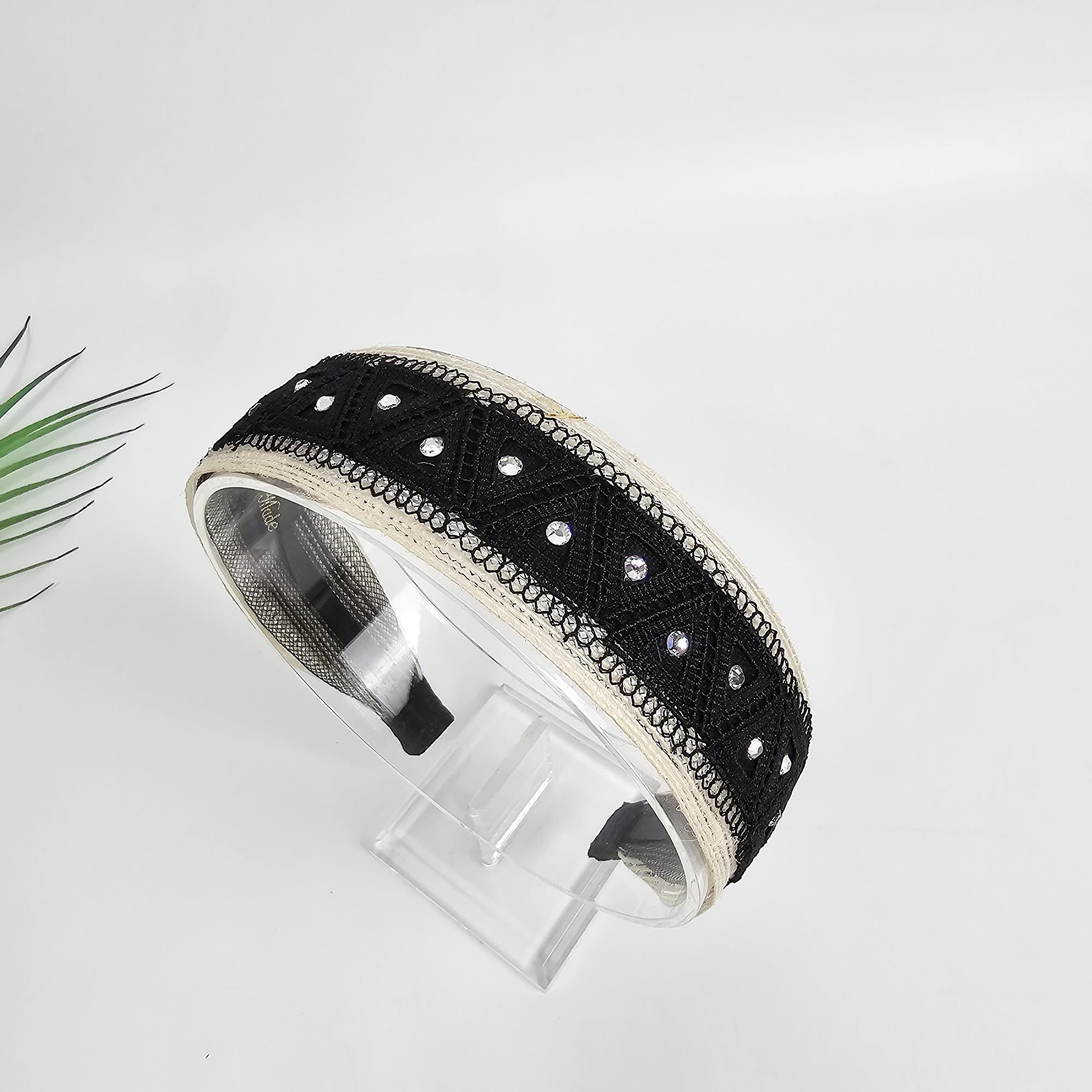 Mini Triangle Cubic Point Wide Headband (1.4 Inch) / Simple Basic Hair Turban / Hair Turban for Woman