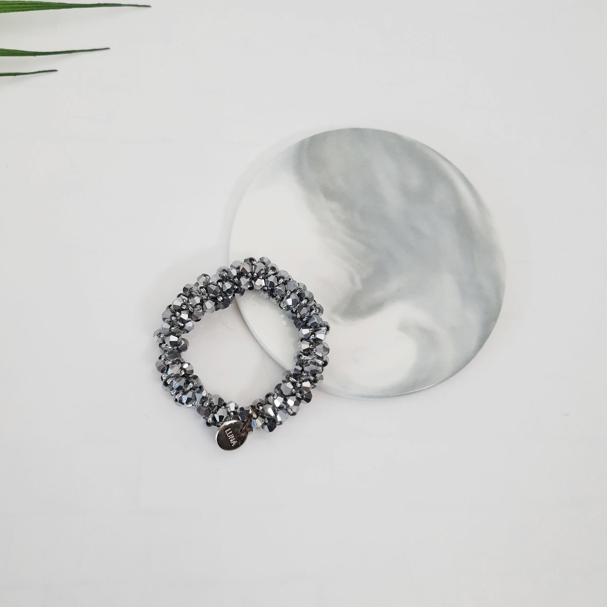 Bling Glass Beads Pendant Hair Tie / Small Ponytail Holder / Hair Accessory for Woman