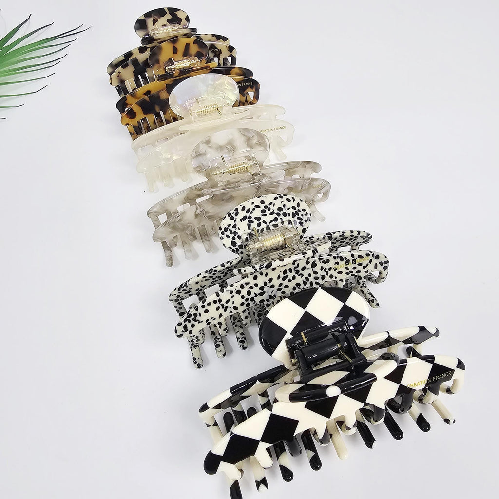 Luxurious Leopard Print Round Hug Updo Hair Claw (3.9 Inch) / Elegance French Hair Pin / Hair Barrette for Woman