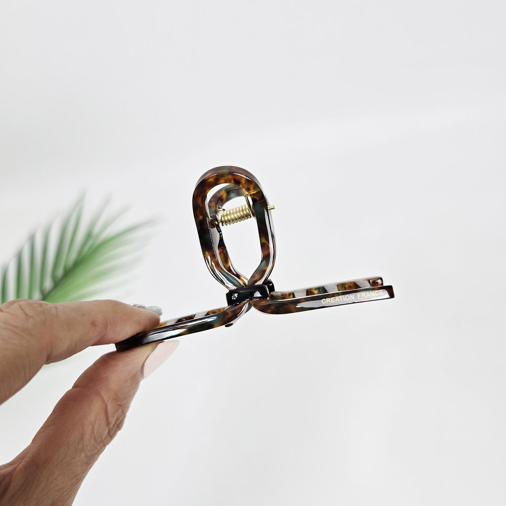 Luxurious Black Point Twist Half-Up Hair Claw (3.3 Inch) / Elegance French Hair Pin / Hair Barrette for Woman