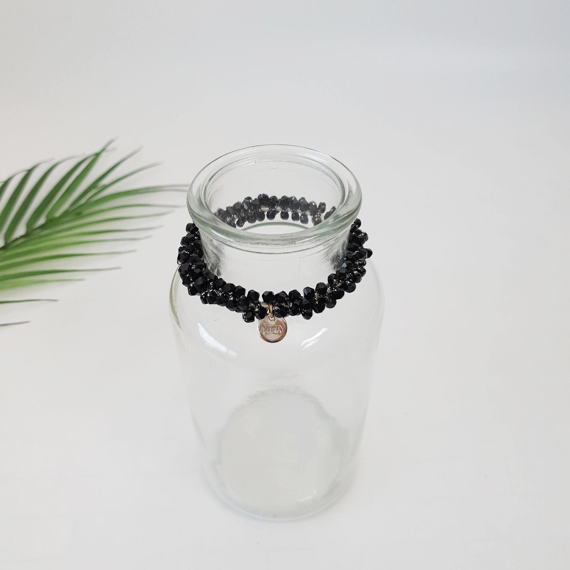 Bling Glass Beads Pendant Hair Tie / Small Ponytail Holder / Hair Accessory for Woman