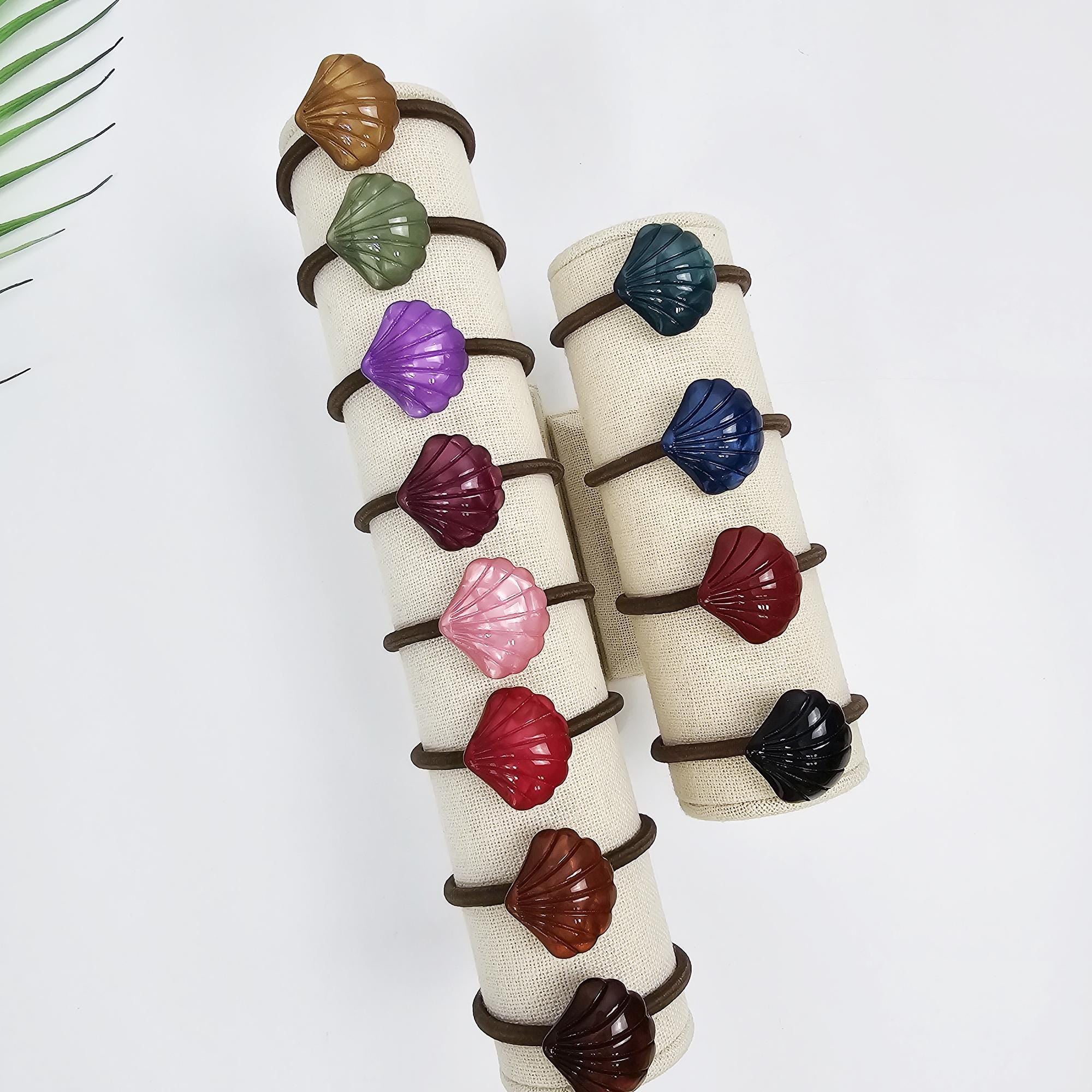 Velvet Aurora Mini Shell Ponytail Hair Tie (1.0 Inch) / Simple Cute Ponytail Holder / Hair Accessory for Woman / French Hair Tie