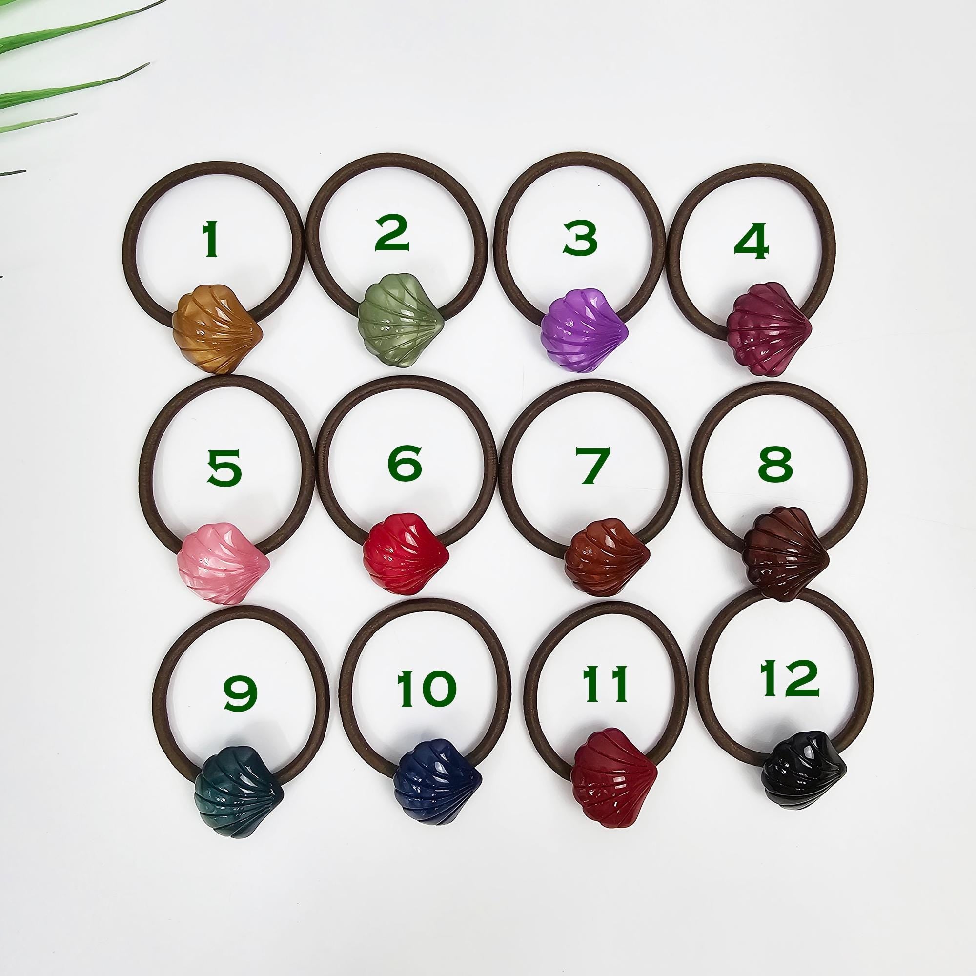 Velvet Aurora Mini Shell Ponytail Hair Tie (1.0 Inch) / Simple Cute Ponytail Holder / Hair Accessory for Woman / French Hair Tie
