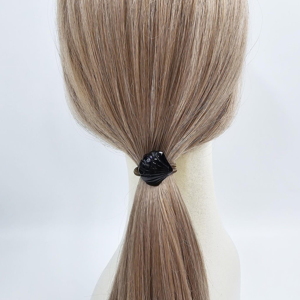 Velvet Aurora Mini Shell Ponytail Hair Tie (1.0 Inch) / Simple Cute Ponytail Holder / Hair Accessory for Woman / French Hair Tie