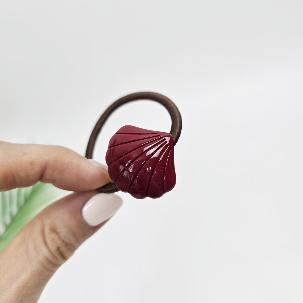 Velvet Aurora Mini Shell Ponytail Hair Tie (1.0 Inch) / Simple Cute Ponytail Holder / Hair Accessory for Woman / French Hair Tie