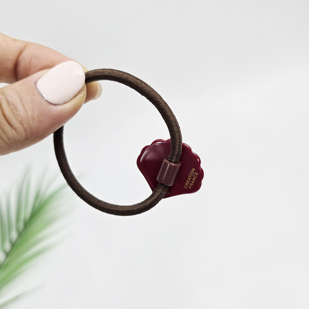 Velvet Aurora Mini Shell Ponytail Hair Tie (1.0 Inch) / Simple Cute Ponytail Holder / Hair Accessory for Woman / French Hair Tie