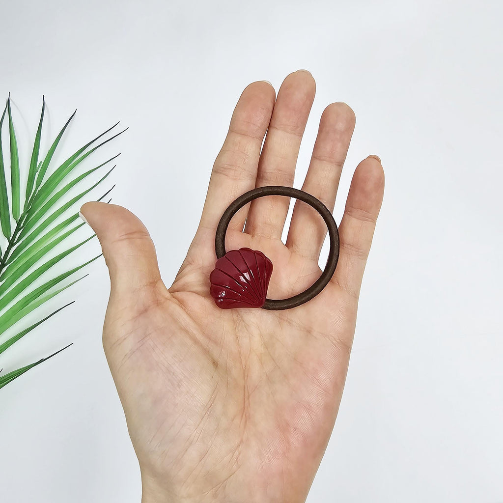 Velvet Aurora Mini Shell Ponytail Hair Tie (1.0 Inch) / Simple Cute Ponytail Holder / Hair Accessory for Woman / French Hair Tie
