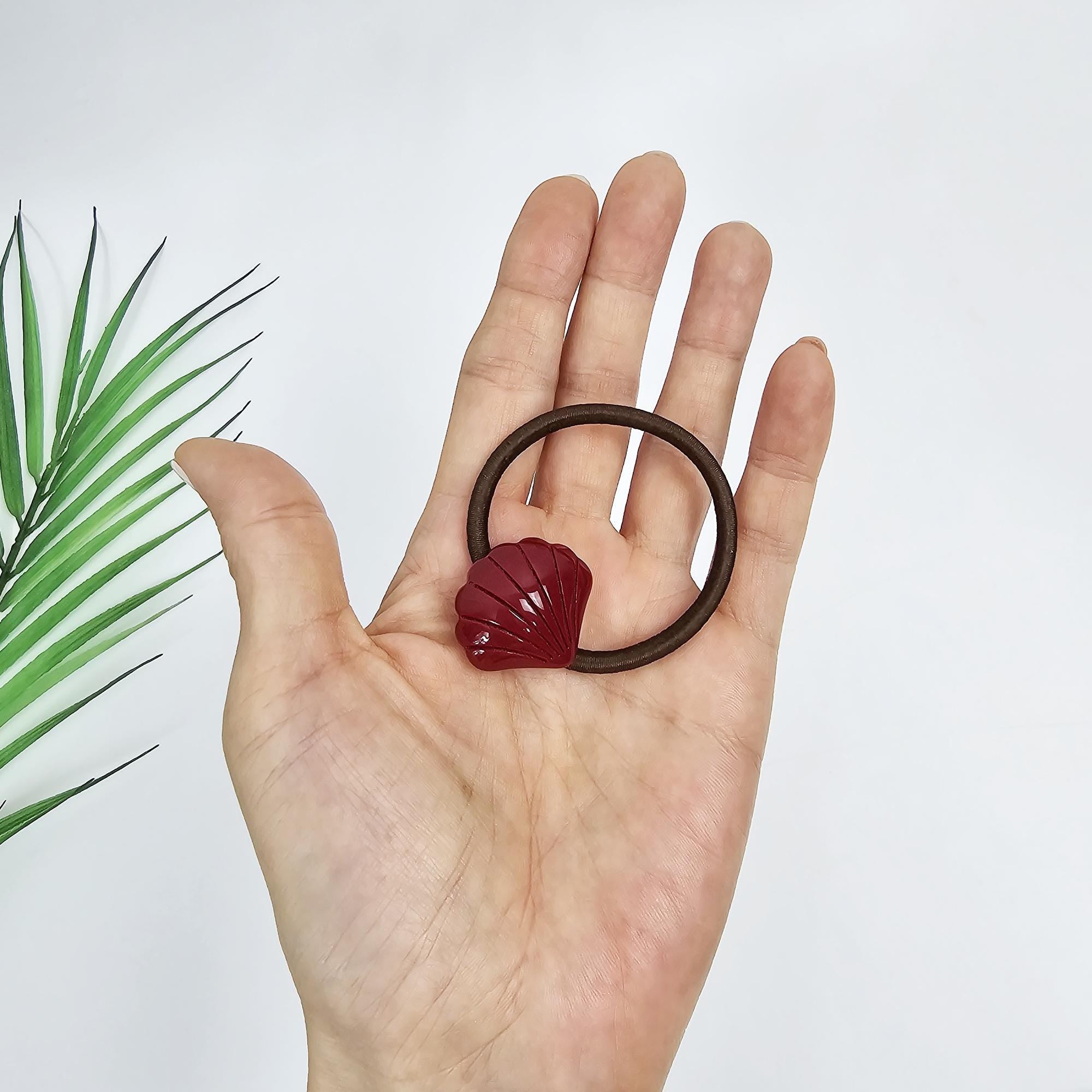 Velvet Aurora Mini Shell Ponytail Hair Tie (1.0 Inch) / Simple Cute Ponytail Holder / Hair Accessory for Woman / French Hair Tie