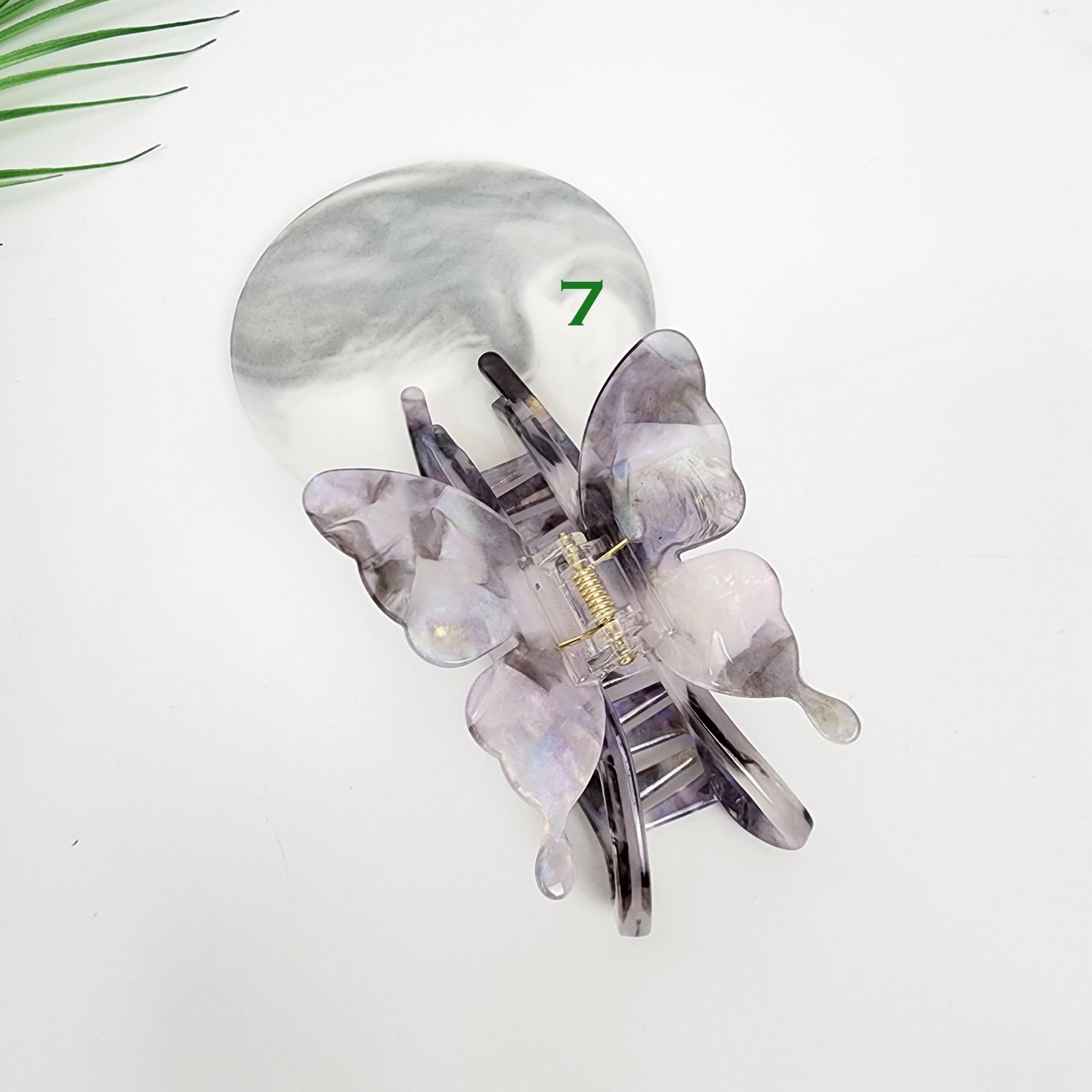 Leopard Marble Big Butterfly Half Up Hair Claw Clip / Elegance French Hair Pin / Hair Barrette for Woman