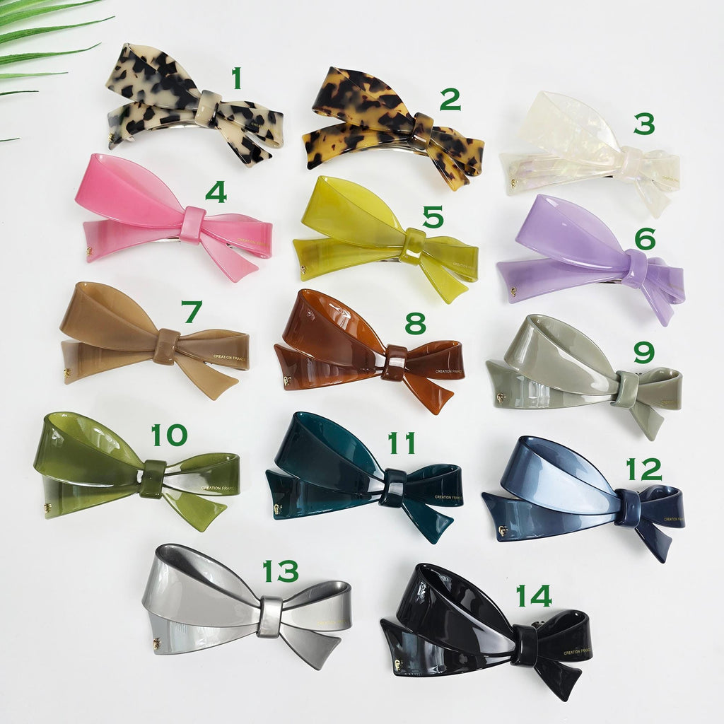 Glossy Leopard Large Ribbon Hair Bobby Pin (4.1 Inch) / Elegance Leopard French Hair Pin / Automatic Hair Clip