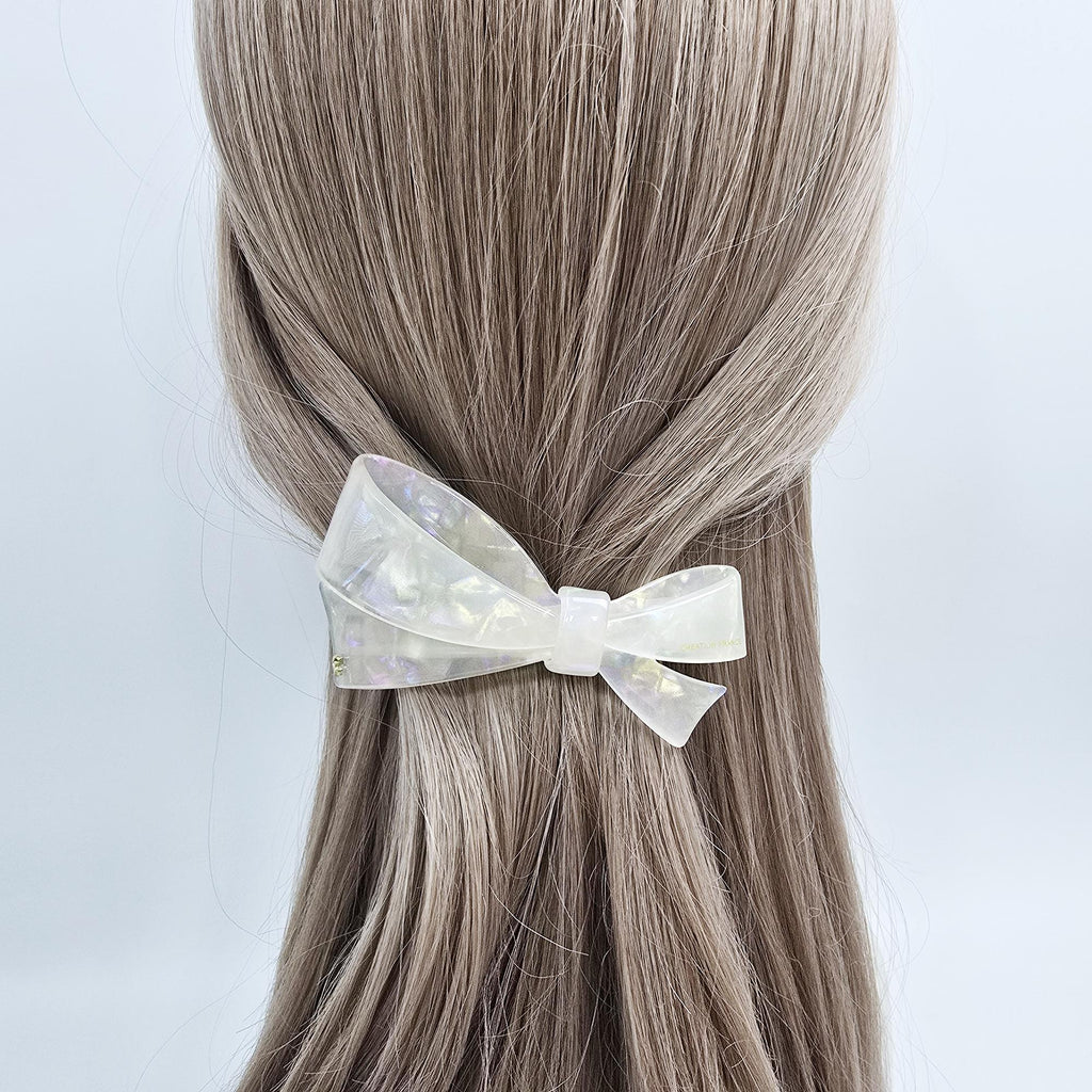 Glossy Leopard Large Ribbon Hair Bobby Pin (4.1 Inch) / Elegance Leopard French Hair Pin / Automatic Hair Clip