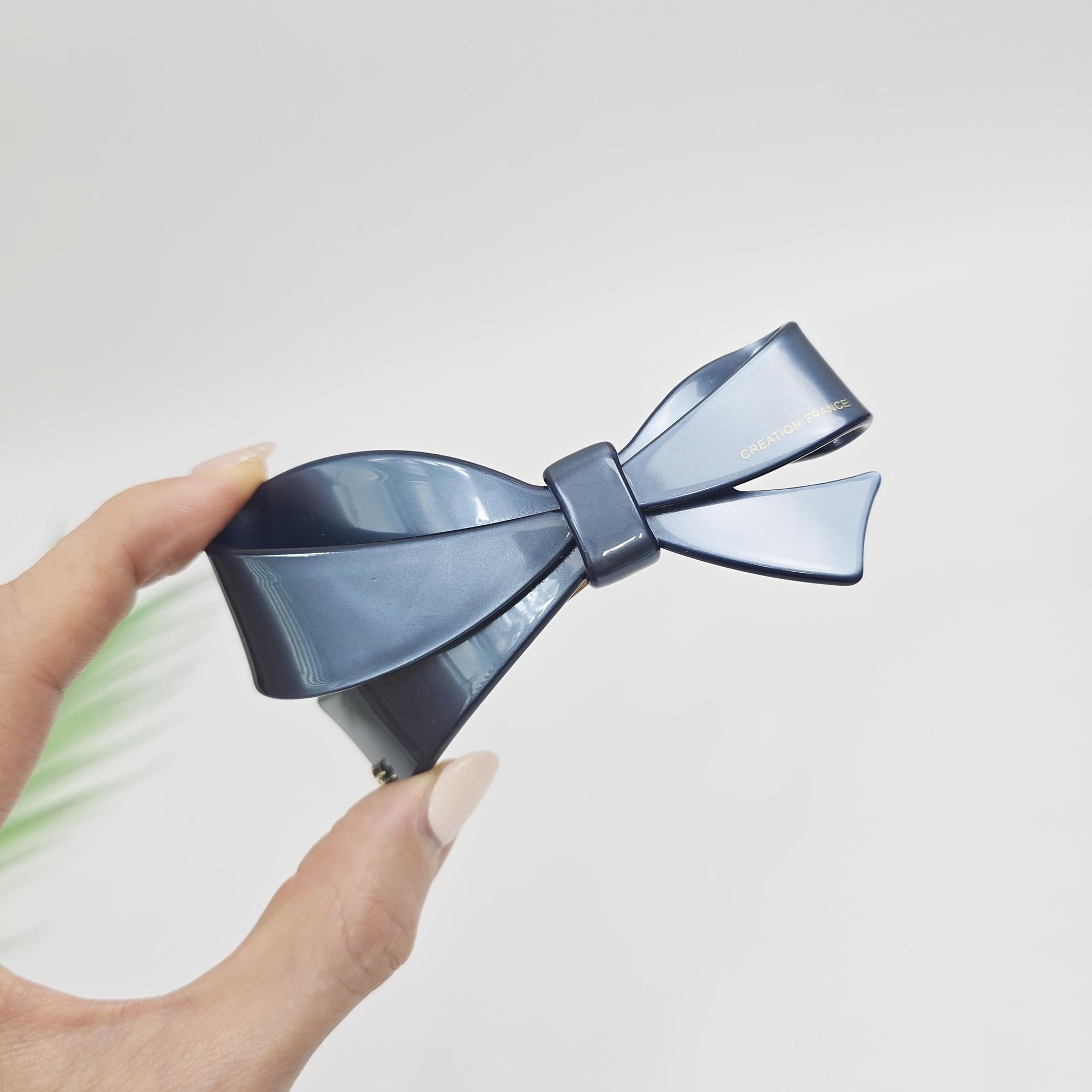 Glossy Leopard Large Ribbon Hair Bobby Pin (4.1 Inch) / Elegance Leopard French Hair Pin / Automatic Hair Clip
