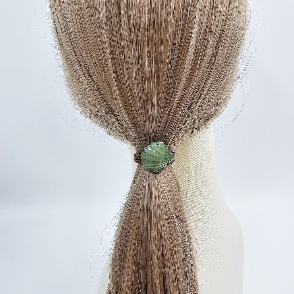 Velvet Aurora Mini Shell Ponytail Hair Tie (1.0 Inch) / Simple Cute Ponytail Holder / Hair Accessory for Woman / French Hair Tie