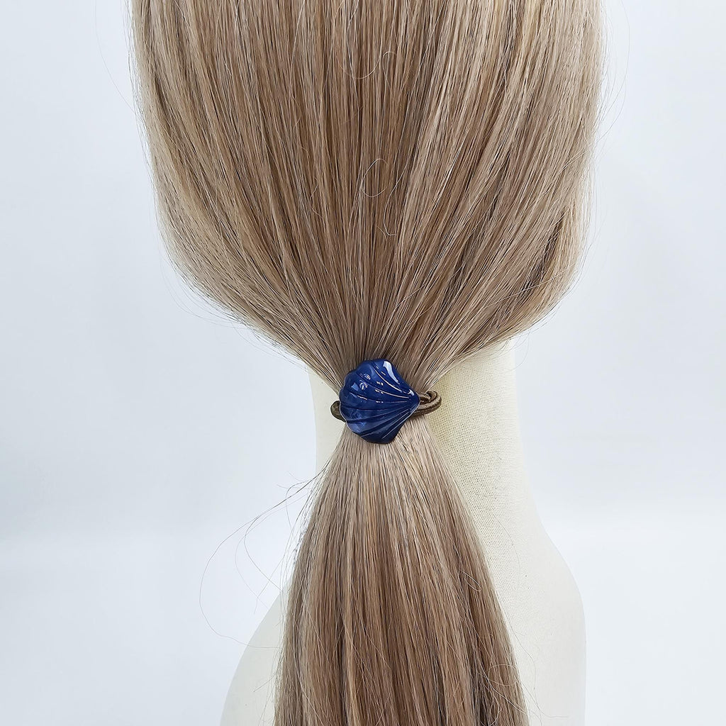 Velvet Aurora Mini Shell Ponytail Hair Tie (1.0 Inch) / Simple Cute Ponytail Holder / Hair Accessory for Woman / French Hair Tie