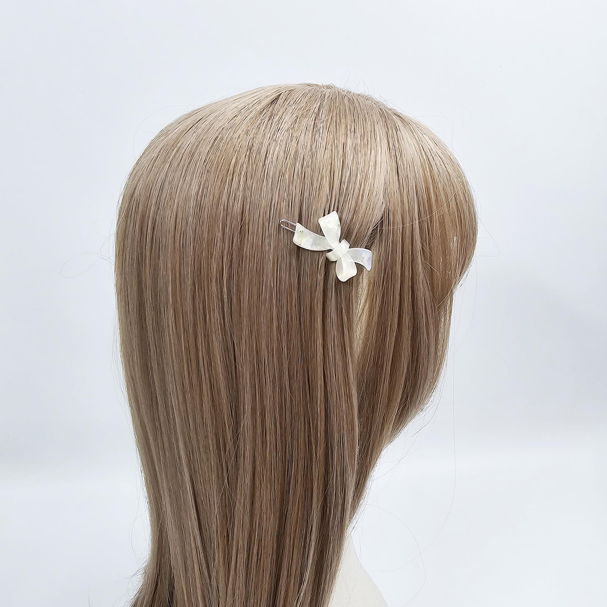 New Color Mini Double Ribbon Bobby Pin (1.8 Inch) / Tortoise Marble French Hair Pin Clip / Bow Barrette
