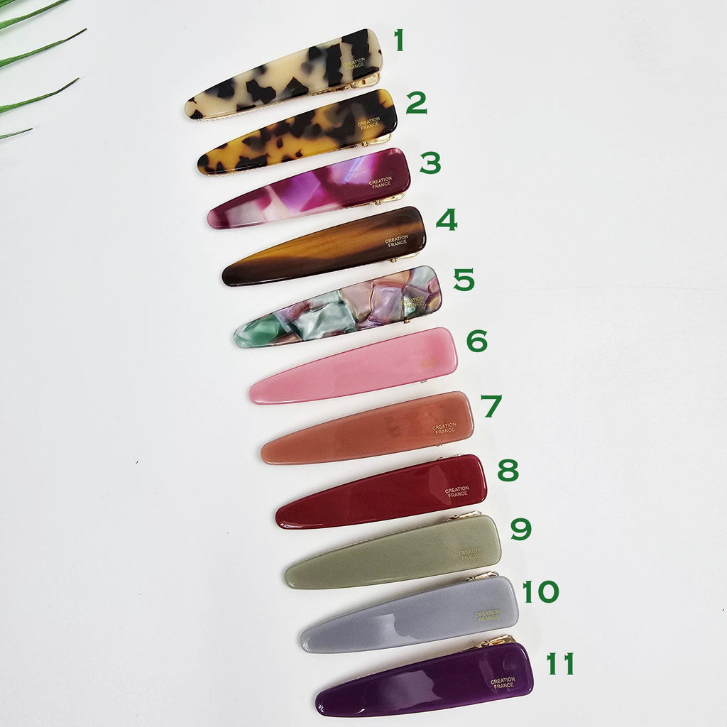 Long Slim Triangle Barrette Hair Claw Clip (3.0 Inch) / Vivid Color French Pin / Alligator Hair Clip for Woman