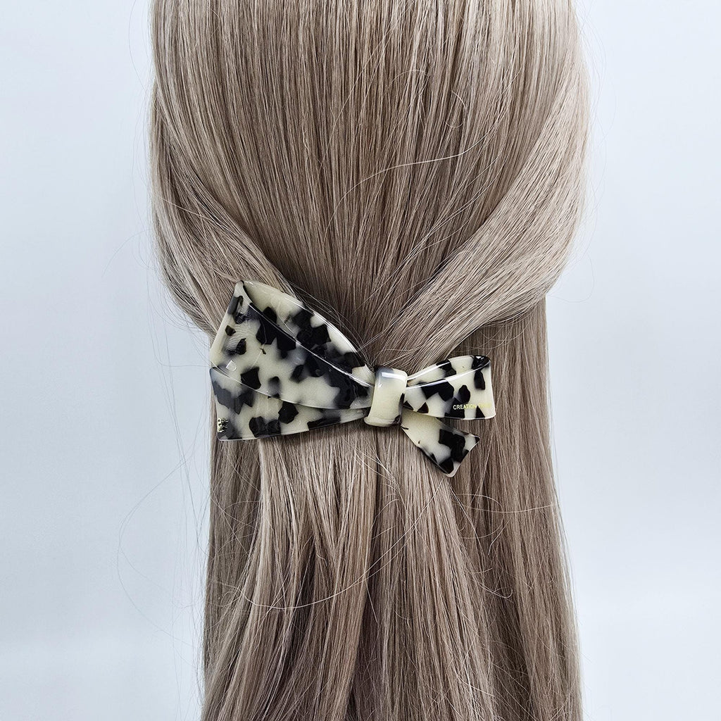 Glossy Leopard Large Ribbon Hair Bobby Pin (4.1 Inch) / Elegance Leopard French Hair Pin / Automatic Hair Clip