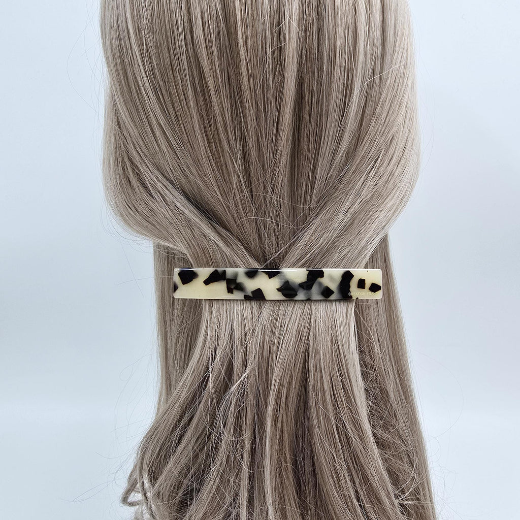 Simple Flat Straight Full and Half-Updo Hair Barrette (4.3 Inch) / Elegance Leopard French Hair Pin / Automatic Hair Clip