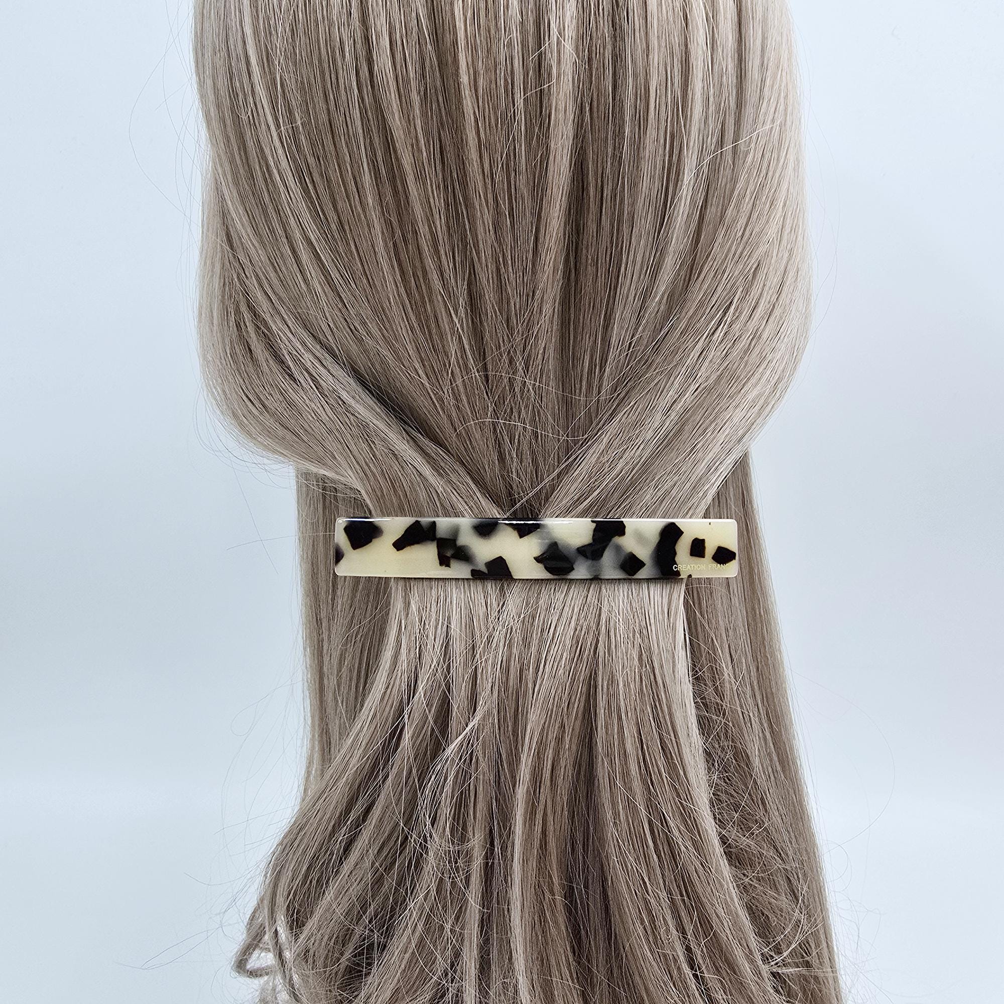 Simple Flat Straight Full and Half-Updo Hair Barrette (4.3 Inch) / Elegance Leopard French Hair Pin / Automatic Hair Clip
