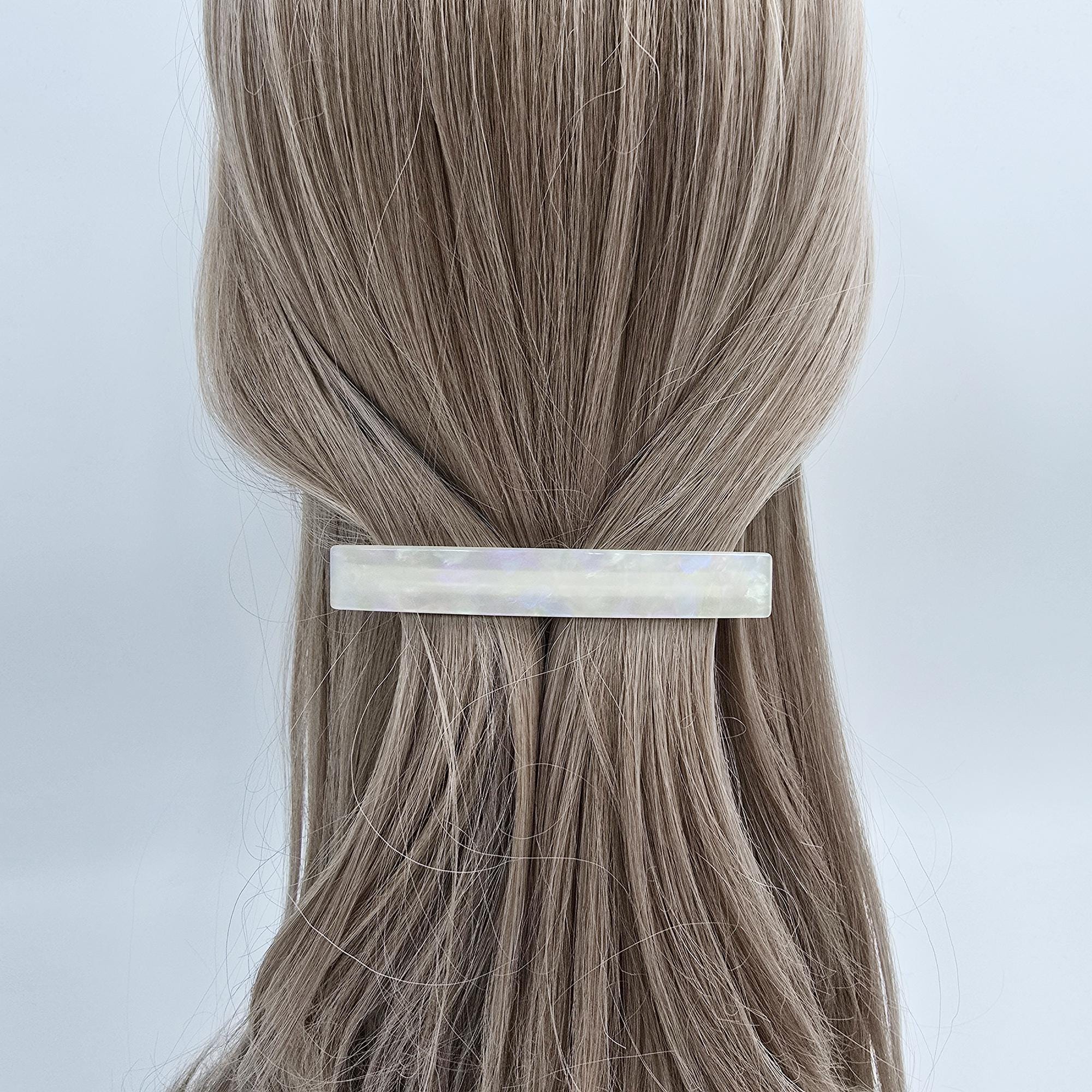 Simple Flat Straight Full and Half-Updo Hair Barrette (4.3 Inch) / Elegance Leopard French Hair Pin / Automatic Hair Clip