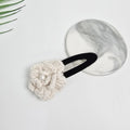Crochet Flower Pearl Accent Round Snap Clip (3.3 Inch) / French Hair Pin / Tic Tac Hair Clip Pin