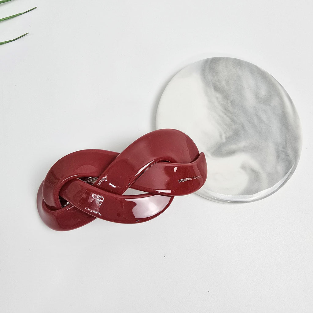 Triple Twist Curve Hair Clip for Half-Up or Full-Up Styles (3.5 Inch) / Elegance French Hair Pin / Automatic Hair Clip