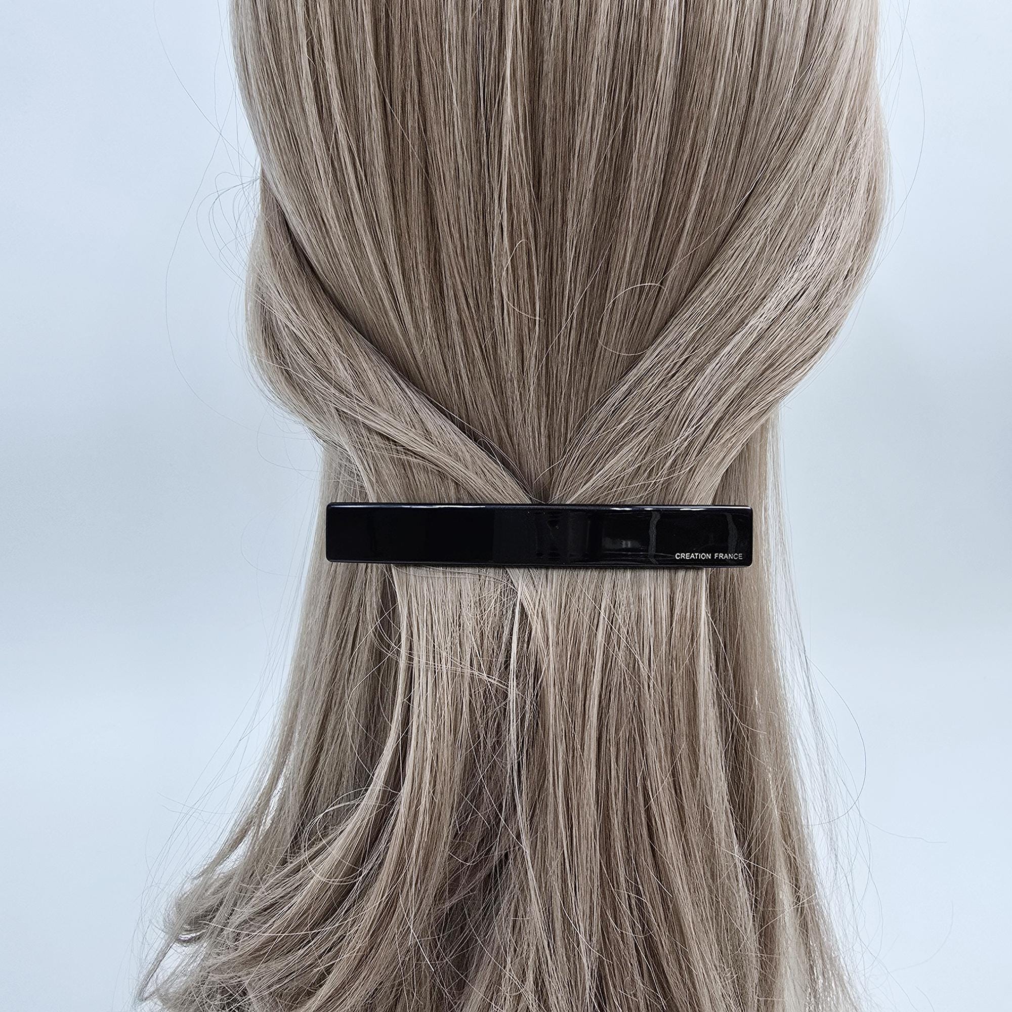 Simple Flat Straight Full and Half-Updo Hair Barrette (4.3 Inch) / Elegance Leopard French Hair Pin / Automatic Hair Clip