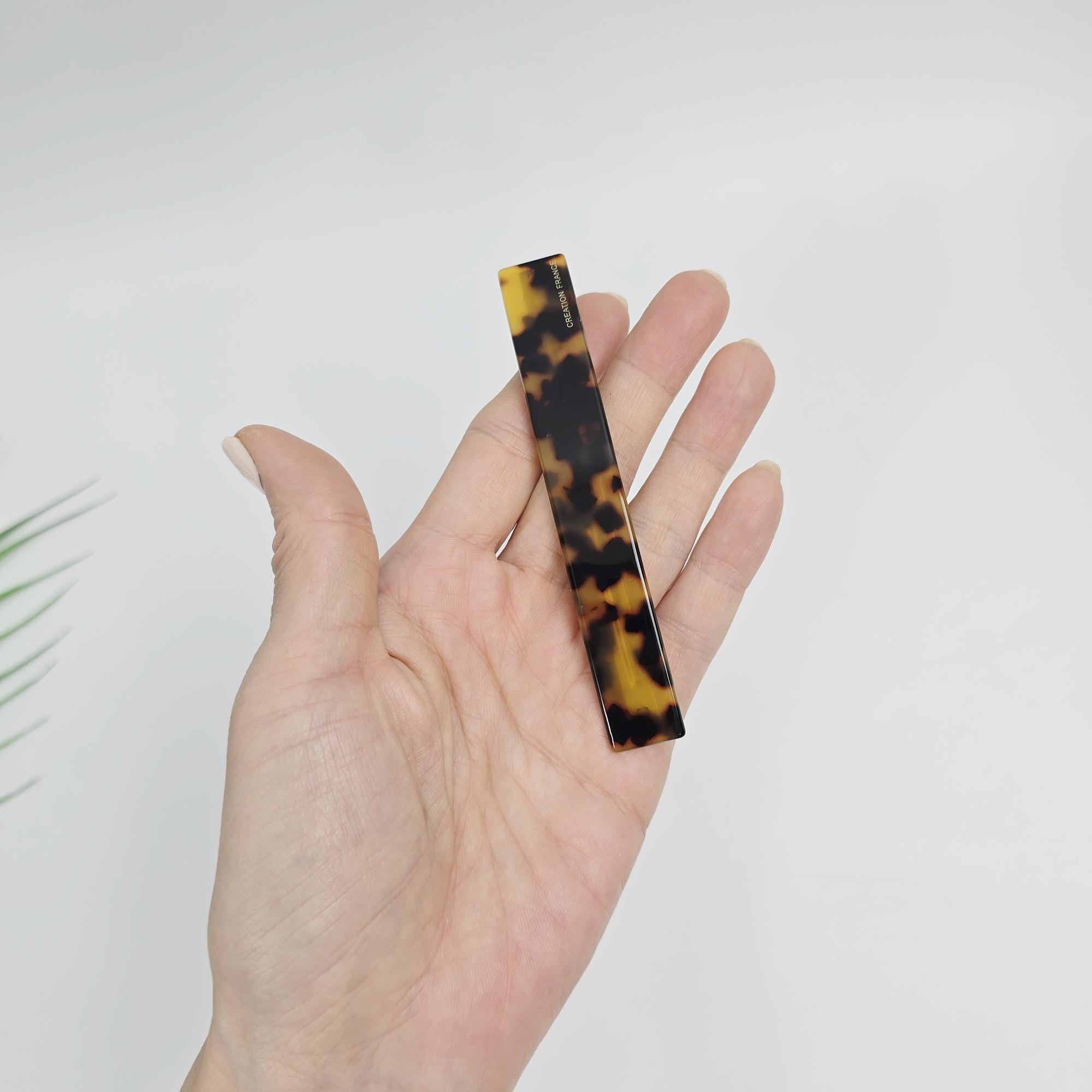 Simple Flat Straight Full and Half-Updo Hair Barrette (4.3 Inch) / Elegance Leopard French Hair Pin / Automatic Hair Clip