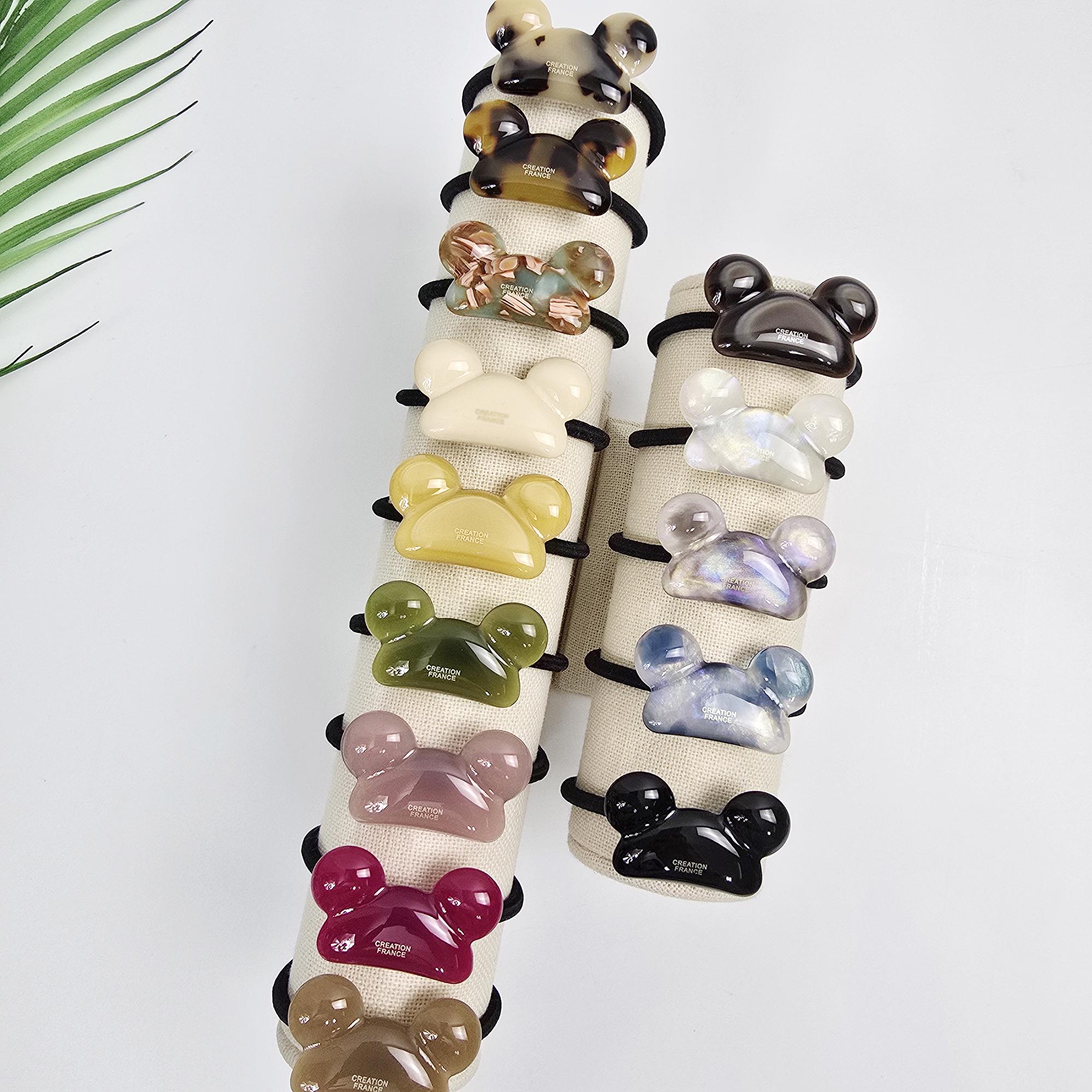 Mickey Mouse Beanie Ponytail Elastic Hair Tie (1.7 Inch) / Simple Cute Ponytail Holder / Hair Accessory for Woman