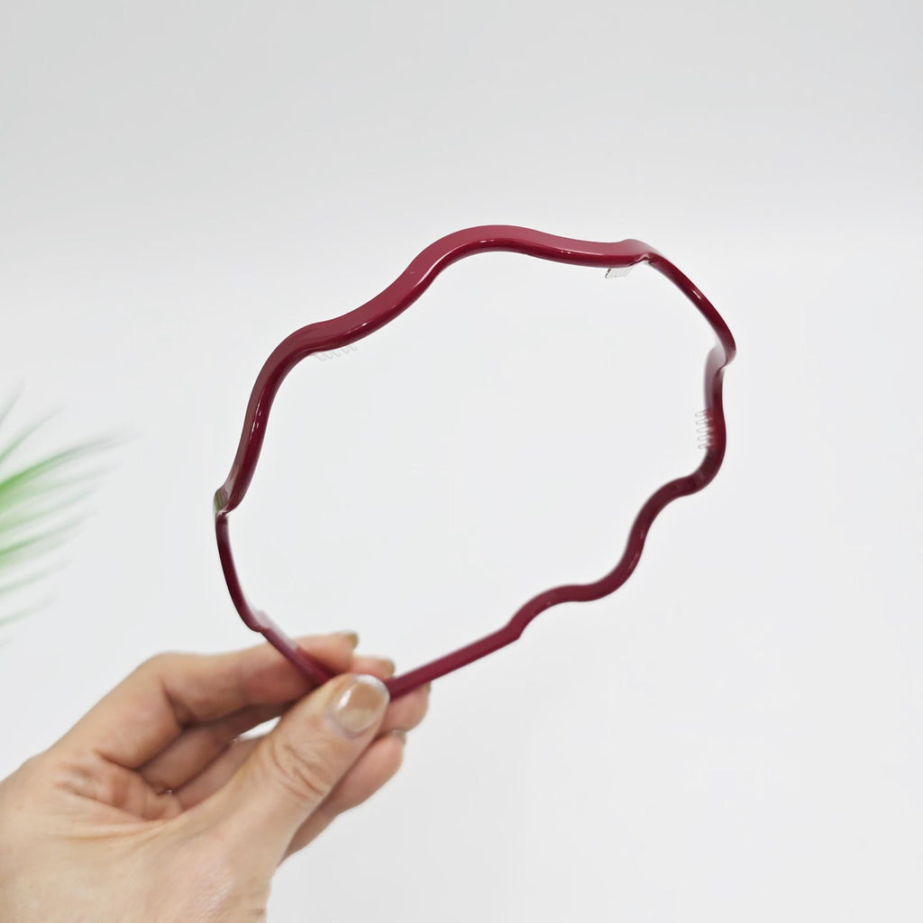 Red Thin Wave Headband (0.2 Inch) / Tortoise Shell French Hair Pin / Hair Accessory for Woman / Acrylic Alice Headband