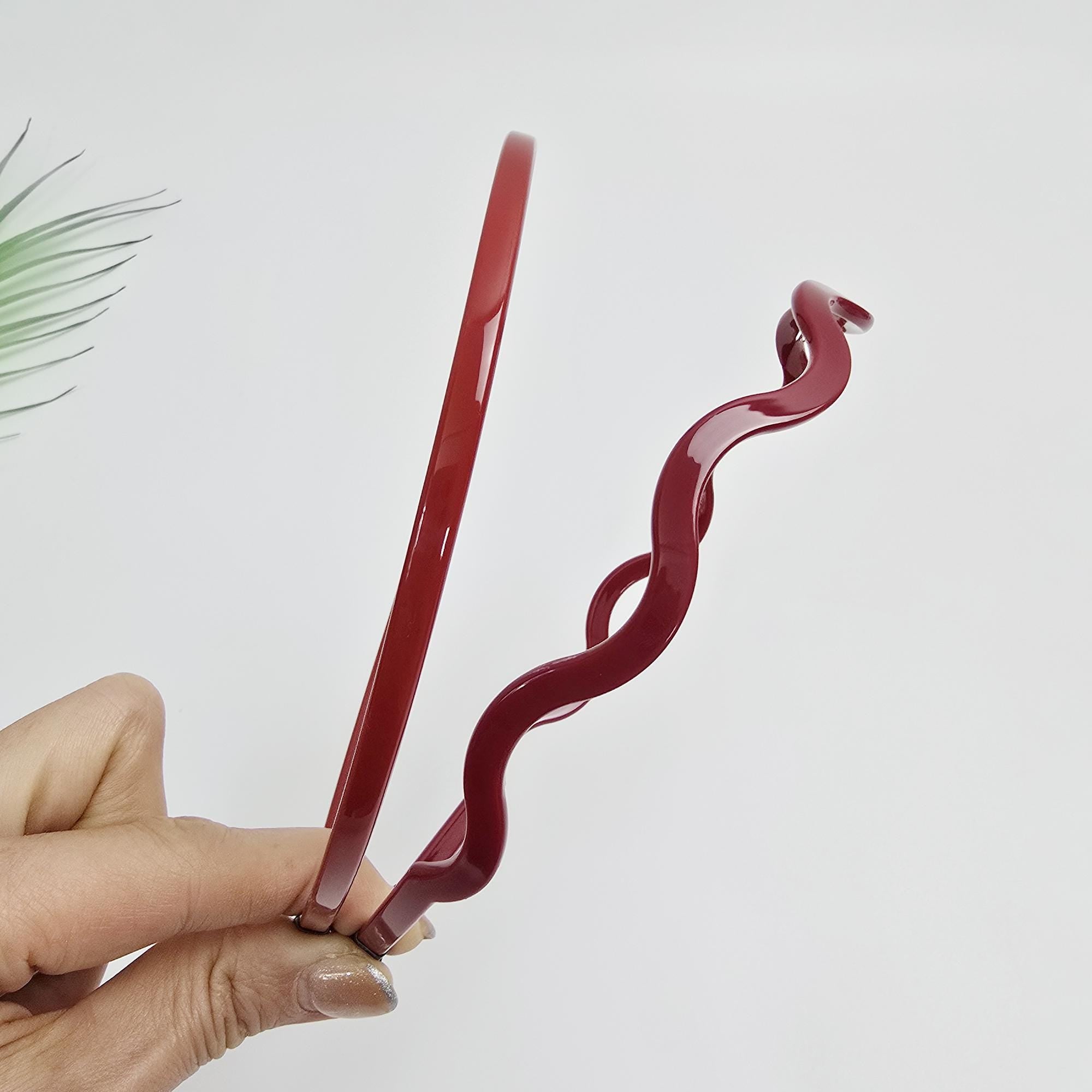 Red Thin Wave Headband (0.2 Inch) / Tortoise Shell French Hair Pin / Hair Accessory for Woman / Acrylic Alice Headband