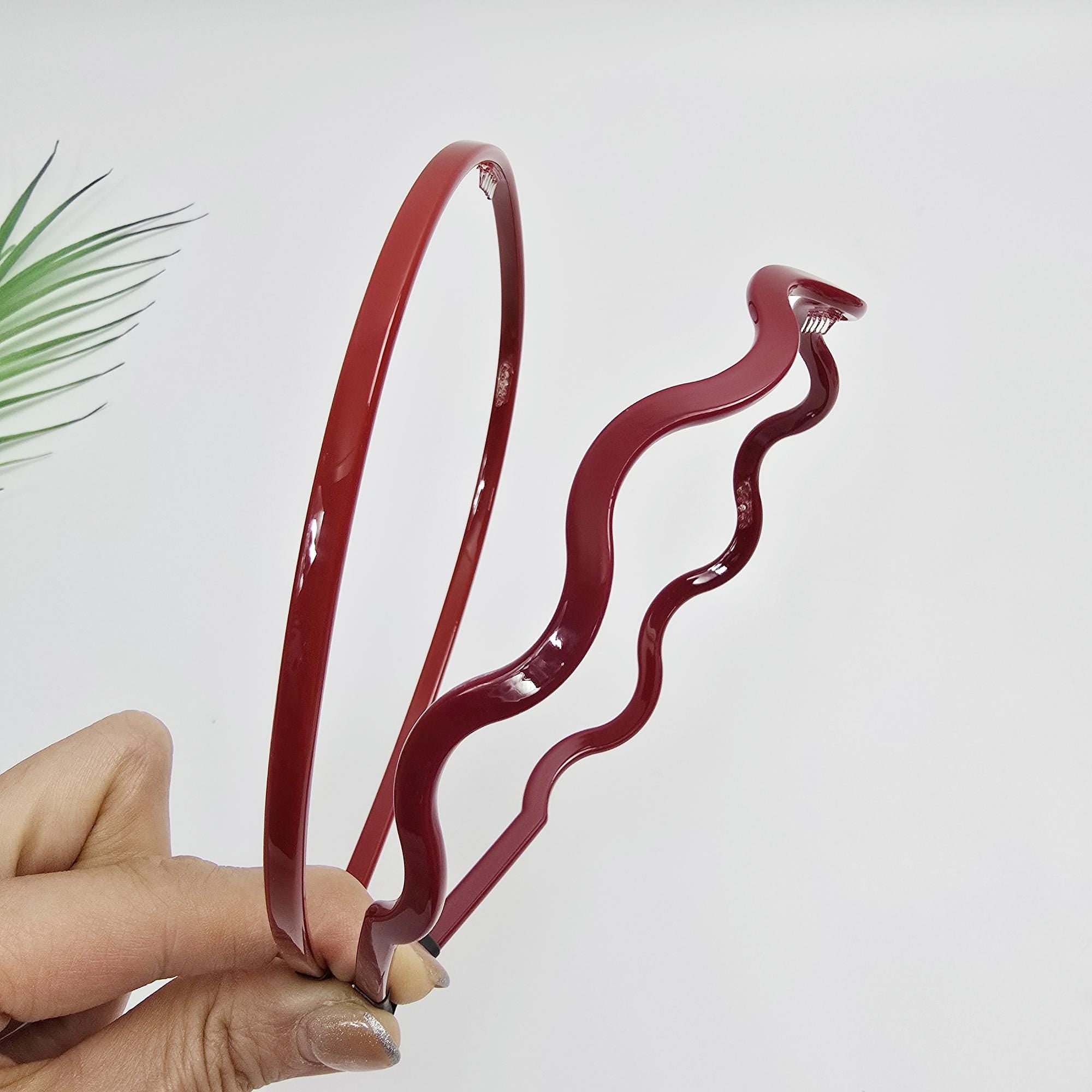 Red Thin Wave Headband (0.2 Inch) / Tortoise Shell French Hair Pin / Hair Accessory for Woman / Acrylic Alice Headband