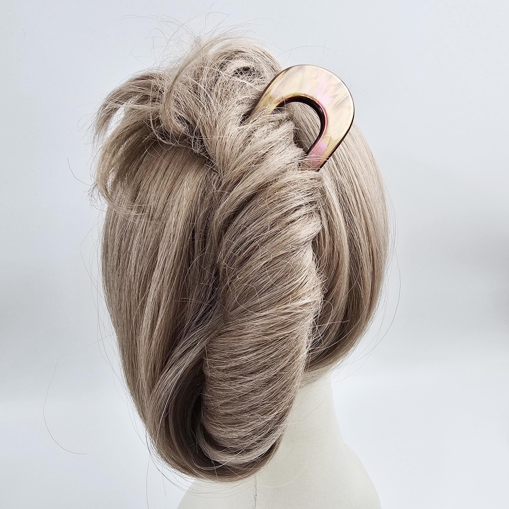 Tint U-Shaped Big Size Hair Stick for Updo / Tortoise Shell French Hair Pin / Hair Fork for Thick Hair