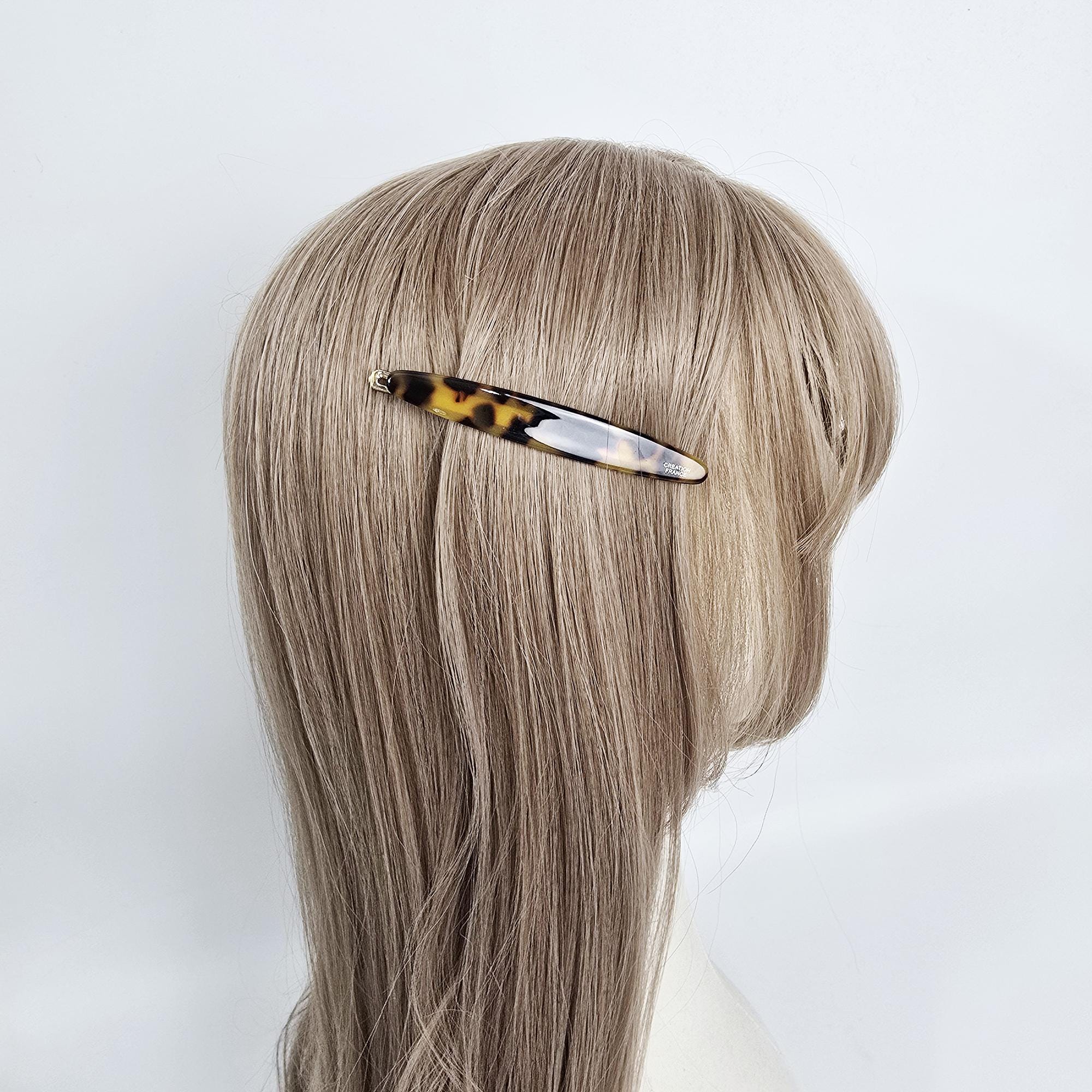 Luxurious Oval Hair Stick Hair Claw Clip (3.7 Inch) / Tortoise Shell French Hair Pin / Hair Accessory for Woman / Snap Clip for Thin Hair