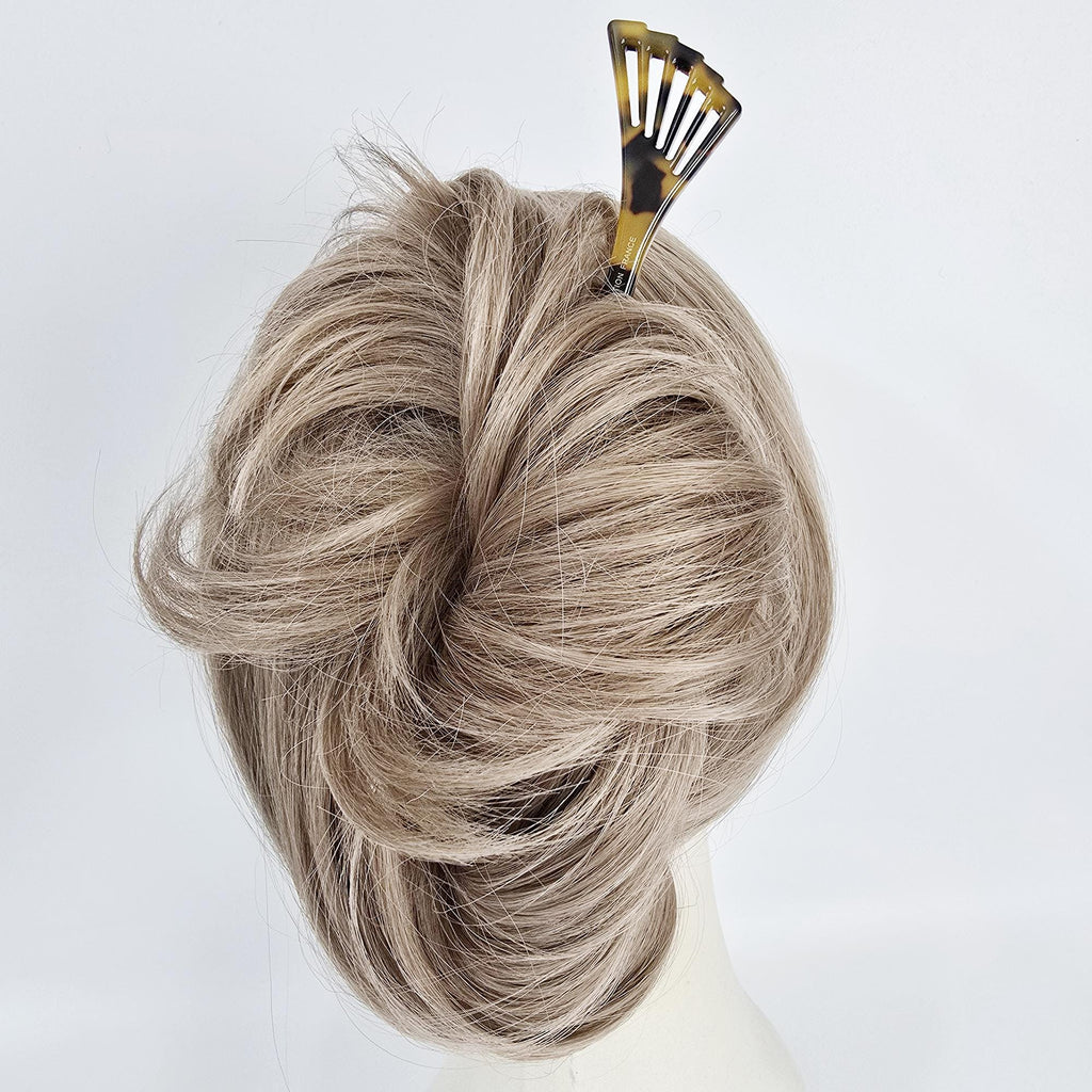 Luxurious Fan Blossom Straight Hair Stick (7.1 Inch) / Tortoise Shell French Hair Pin / Hair Fork for Thick Hair