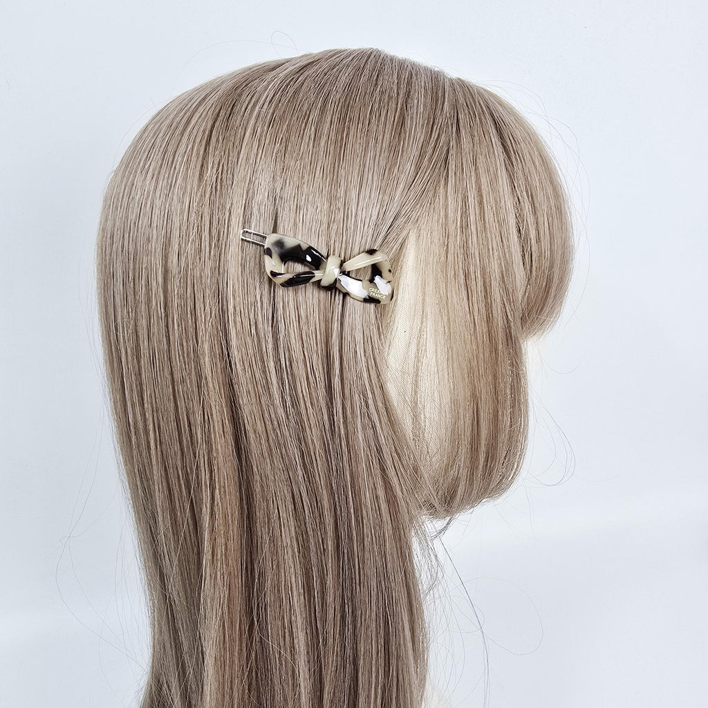 Cute Mini Ribbon Bobby Pin (2.0 Inch) / Tortoise Shell French Hair Pin Clip / Bow Barrette