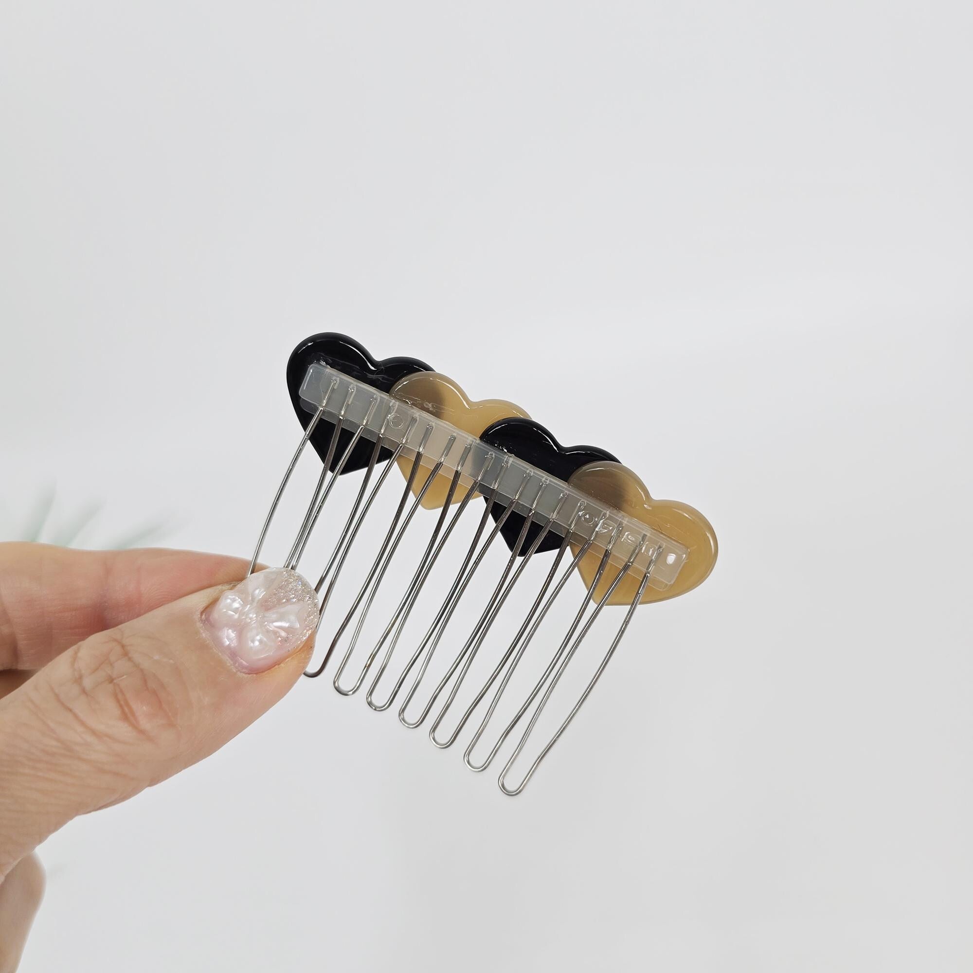 Pure Double Heart Hair Comb Pin (2.6 Inch) / Simple French Hair Pin / Hair Fork for Woman